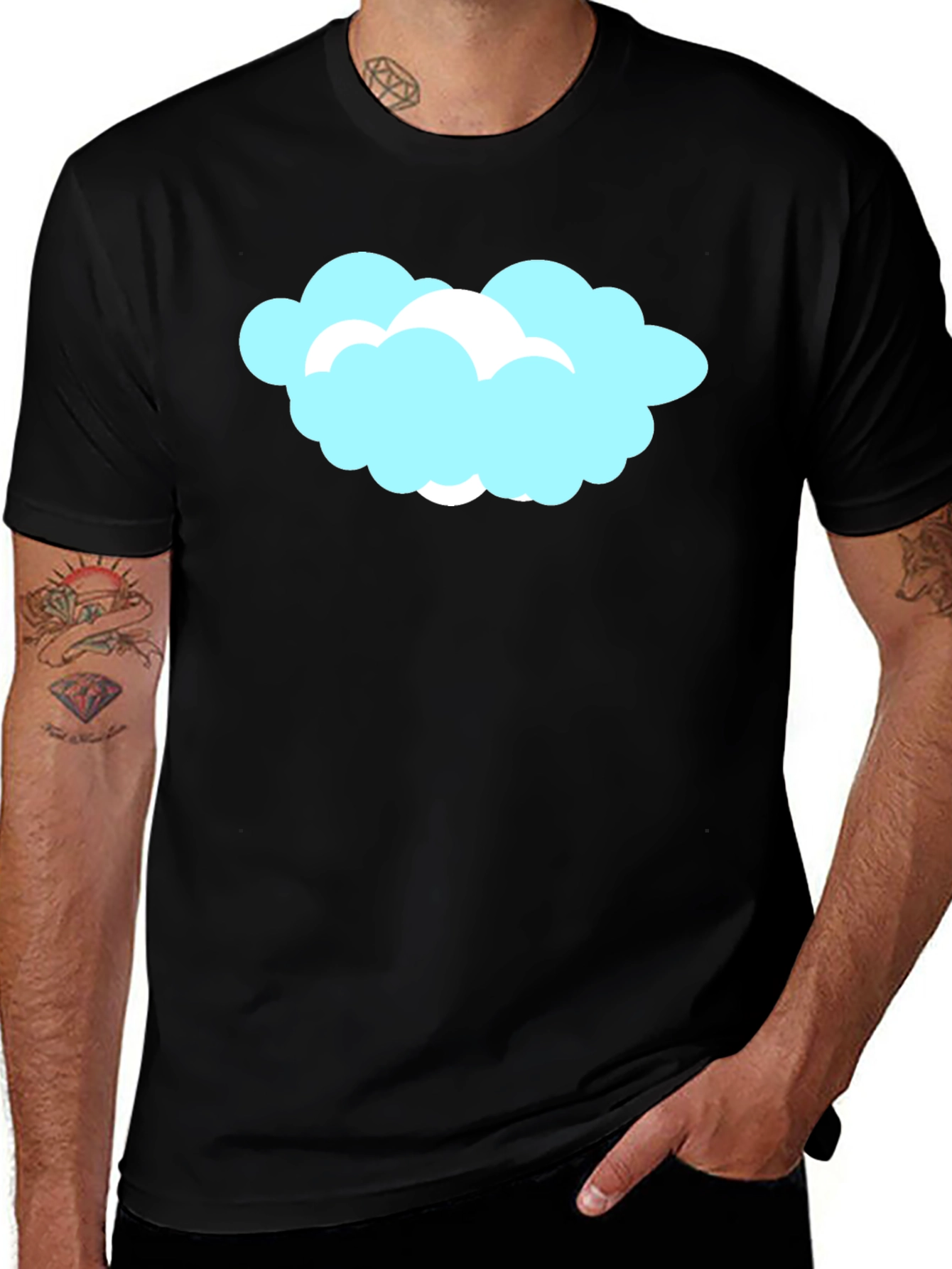 Variant 18 of Cloud Graphic Black T-Shirt, Soft Cotton Tee