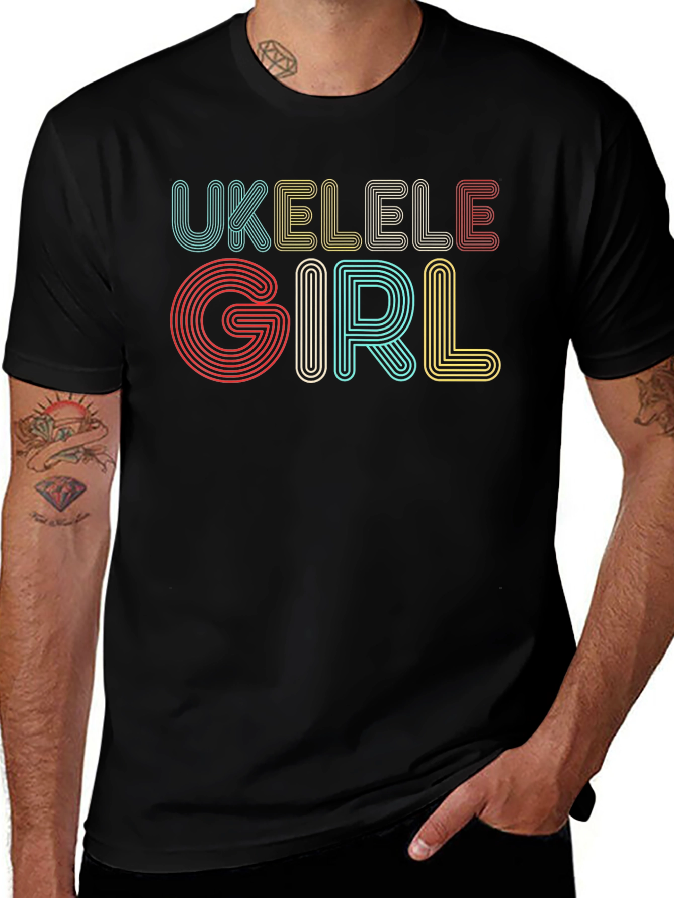 Ukulele Girl Retro Graphic T-Shirt