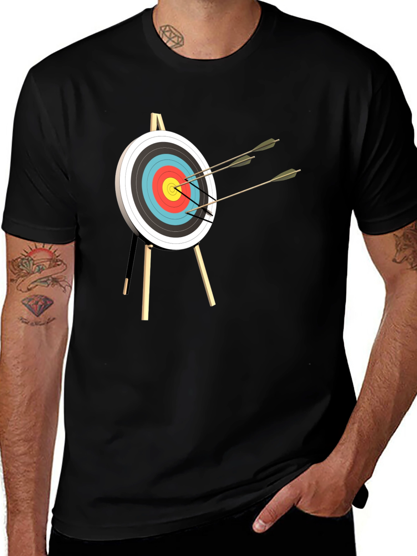 Variant 19 of Archery Target Graphic Tee - Black Casual T-Shirt