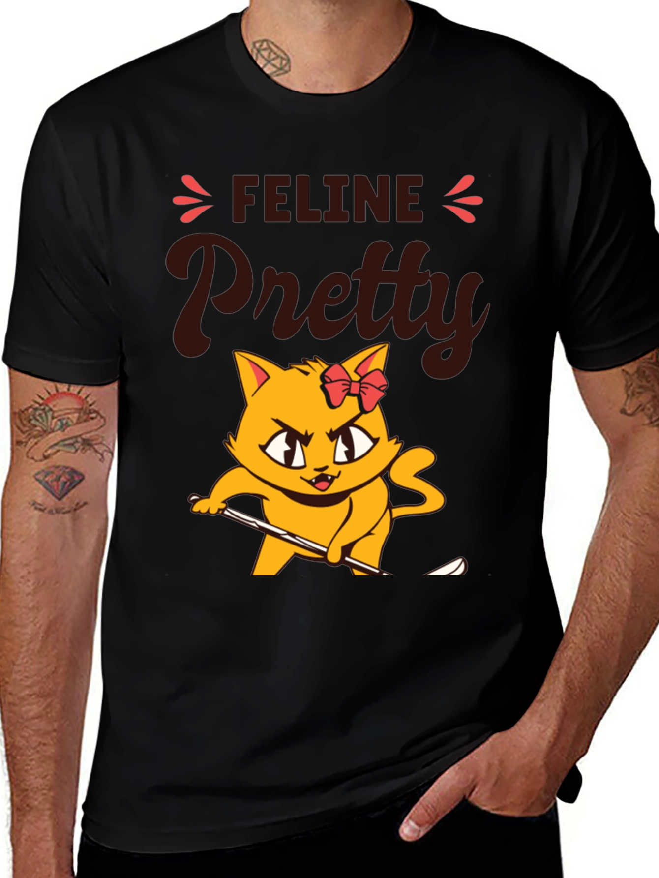 Variant 28 of Feline Pretty Cat T-Shirt - Cute and Stylish Black Tee
