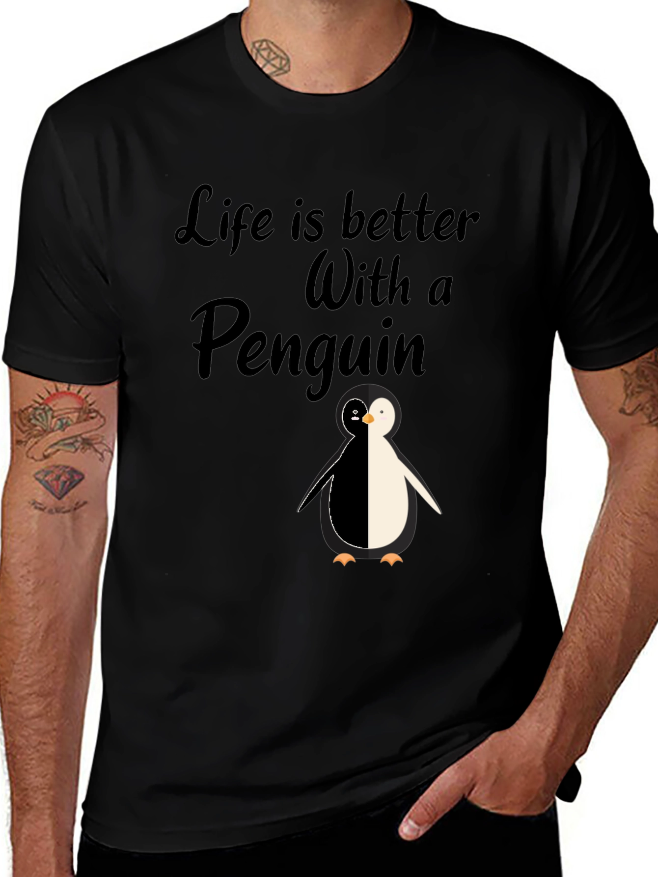 Variant 3 of Life is Better With A Penguin - Black T-Shirt