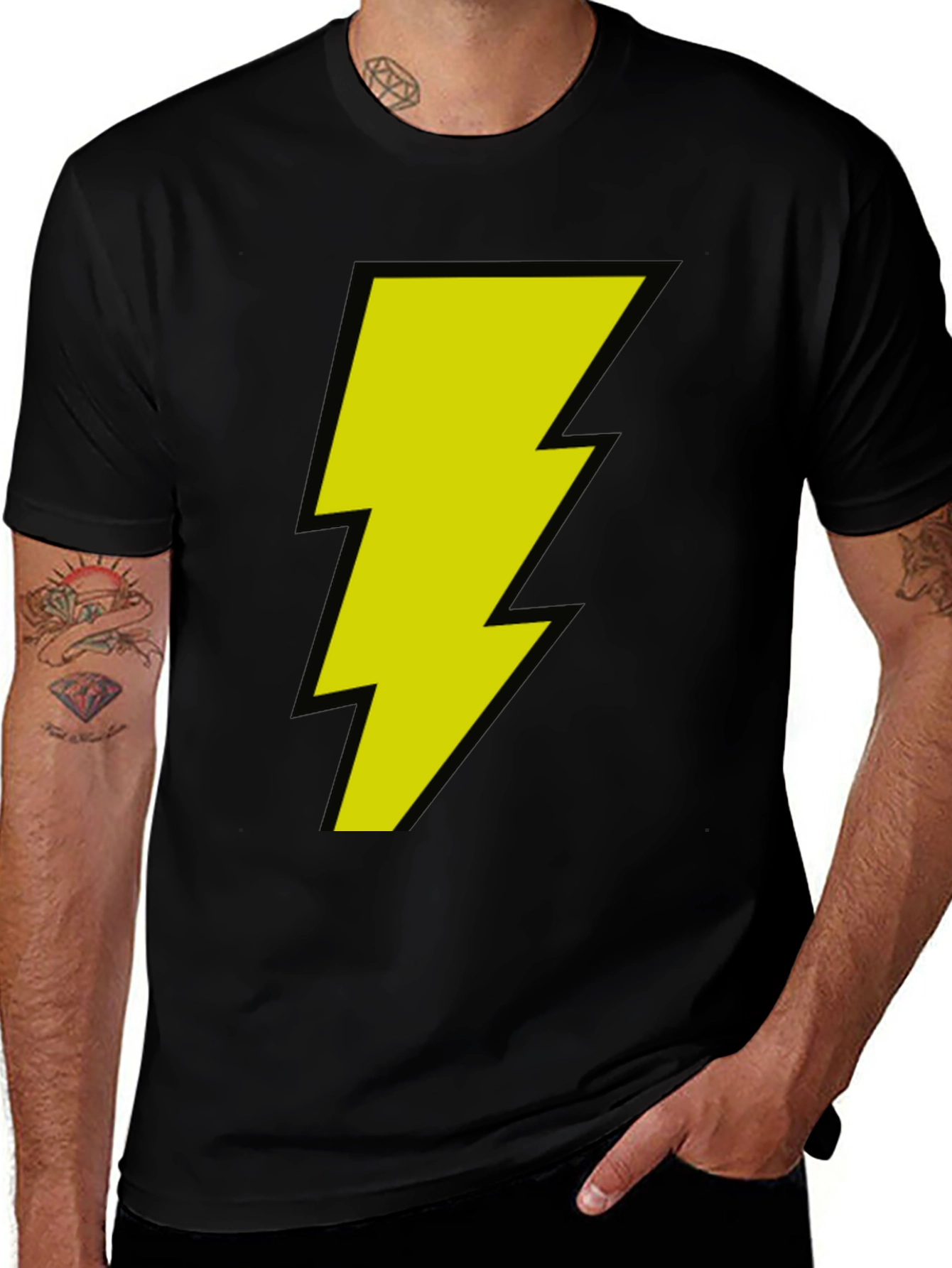 Variant 5 of Black T-Shirt with Yellow Lightning Bolt Graphic