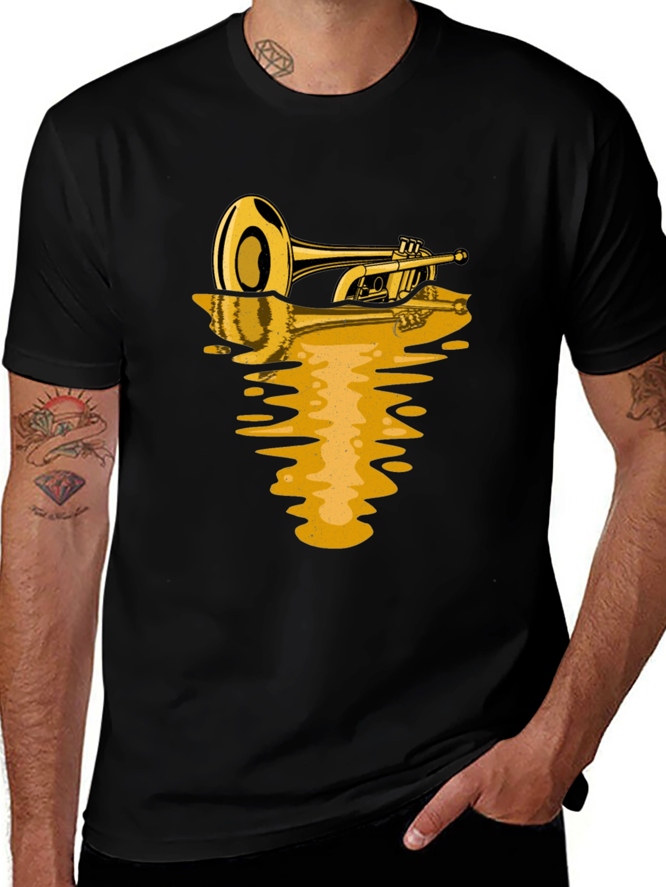 Variant 20 of Trumpet Reflection Graphic Tee - Black