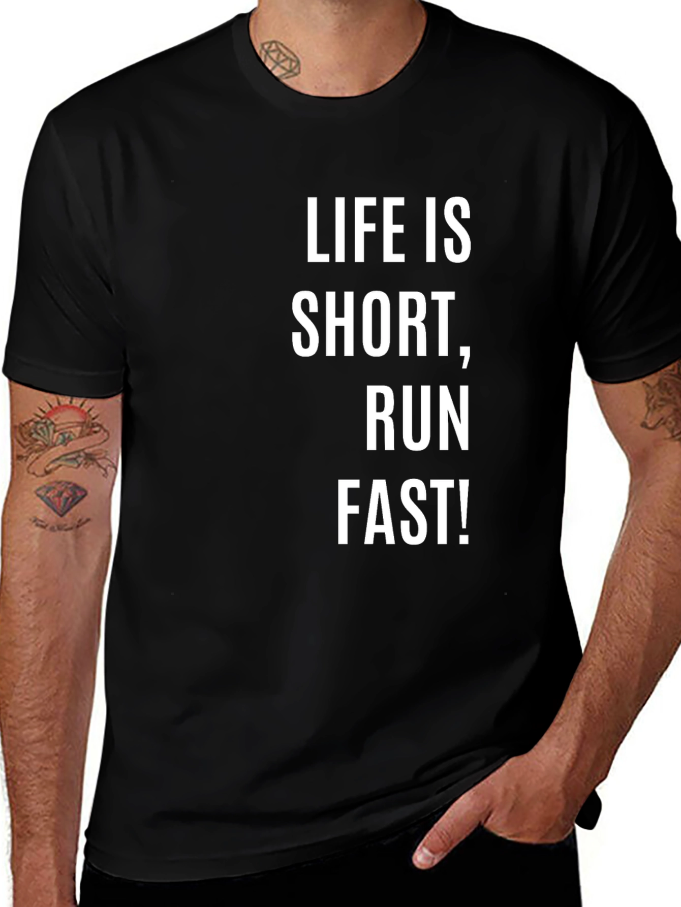 Variant 19 of Life is Short, Run Fast! Black Graphic Tee