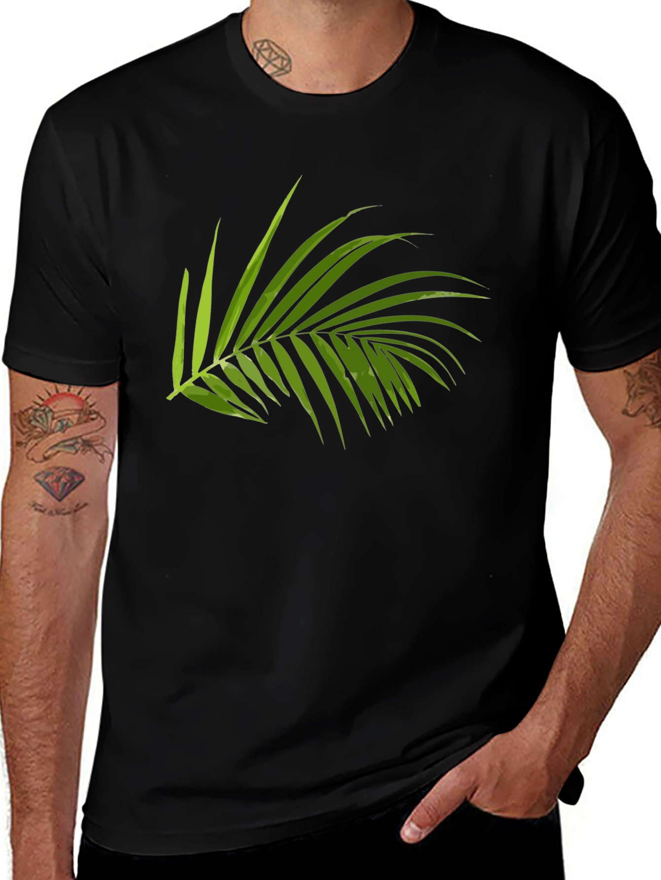 Tropical Palm Leaf Graphic T-Shirt - Casual Style