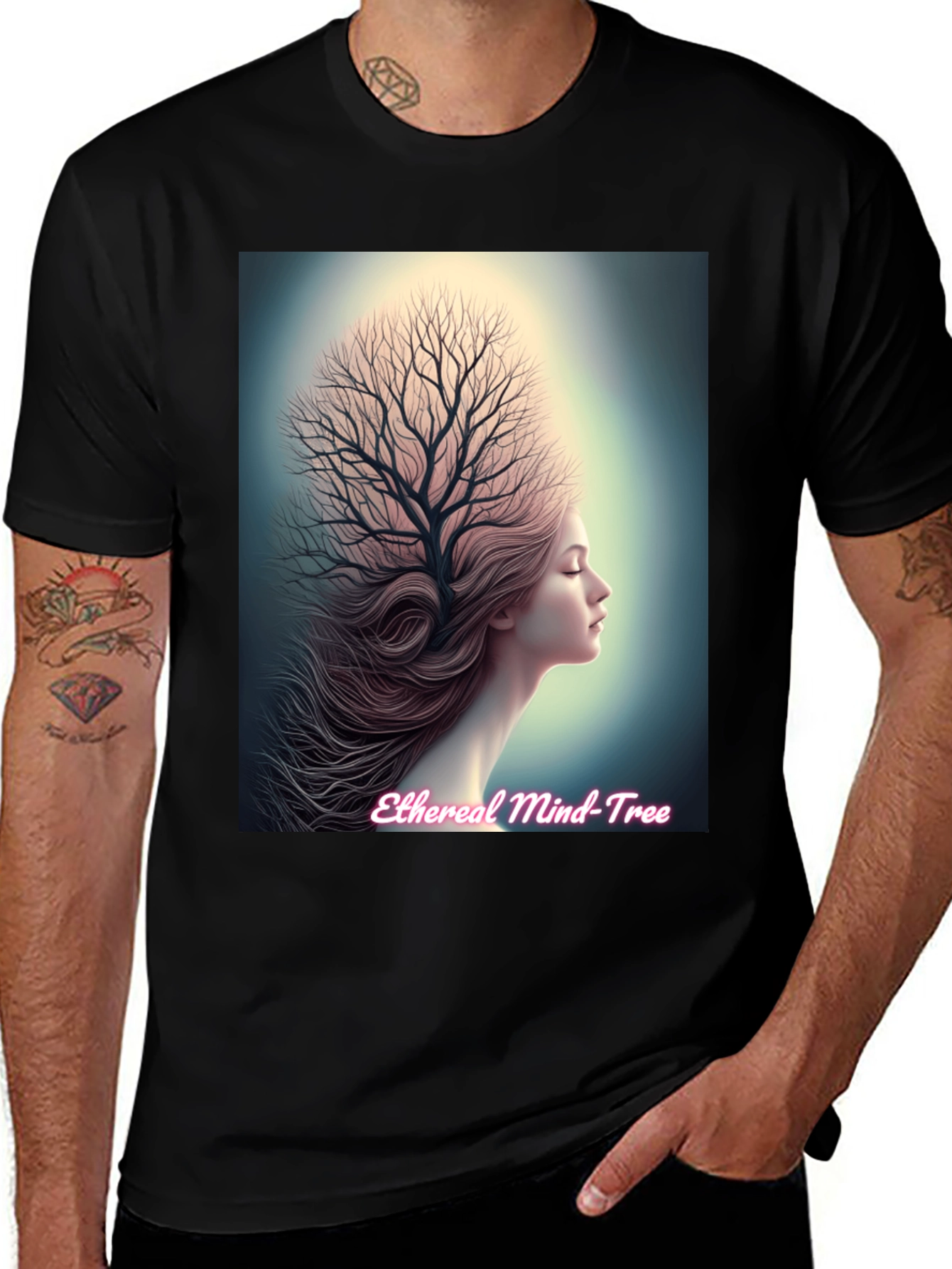 Variant 10 of Ethereal Mind Tree Graphic Tee - Unisex Black T-Shirt