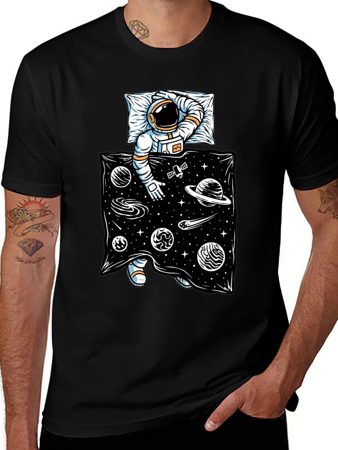 Variant 26 of Astronaut in Space Bed T-Shirt - Relax in Style!