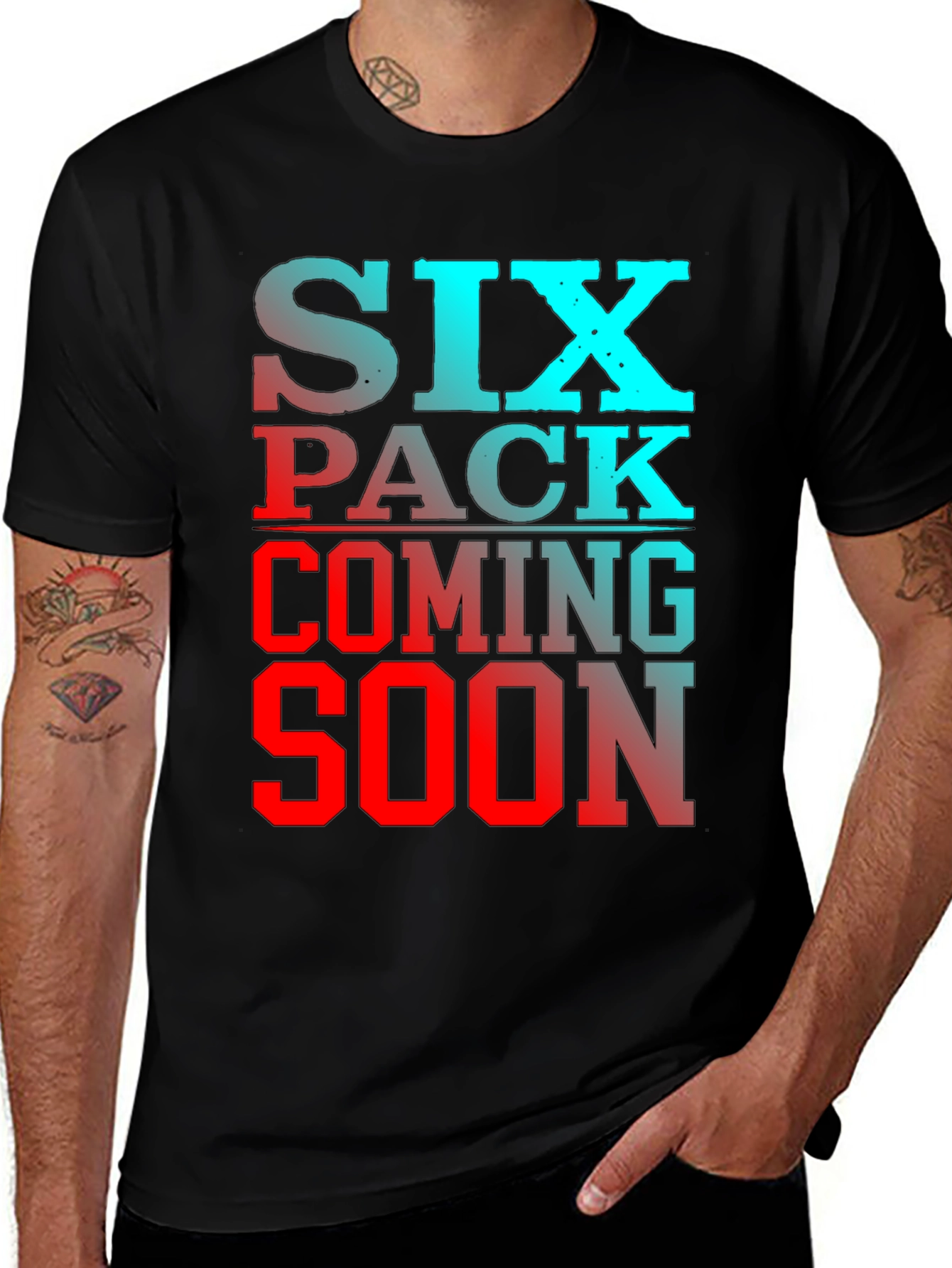 Variant 18 of Six Pack Coming Soon Men's T-Shirt Gym Funny