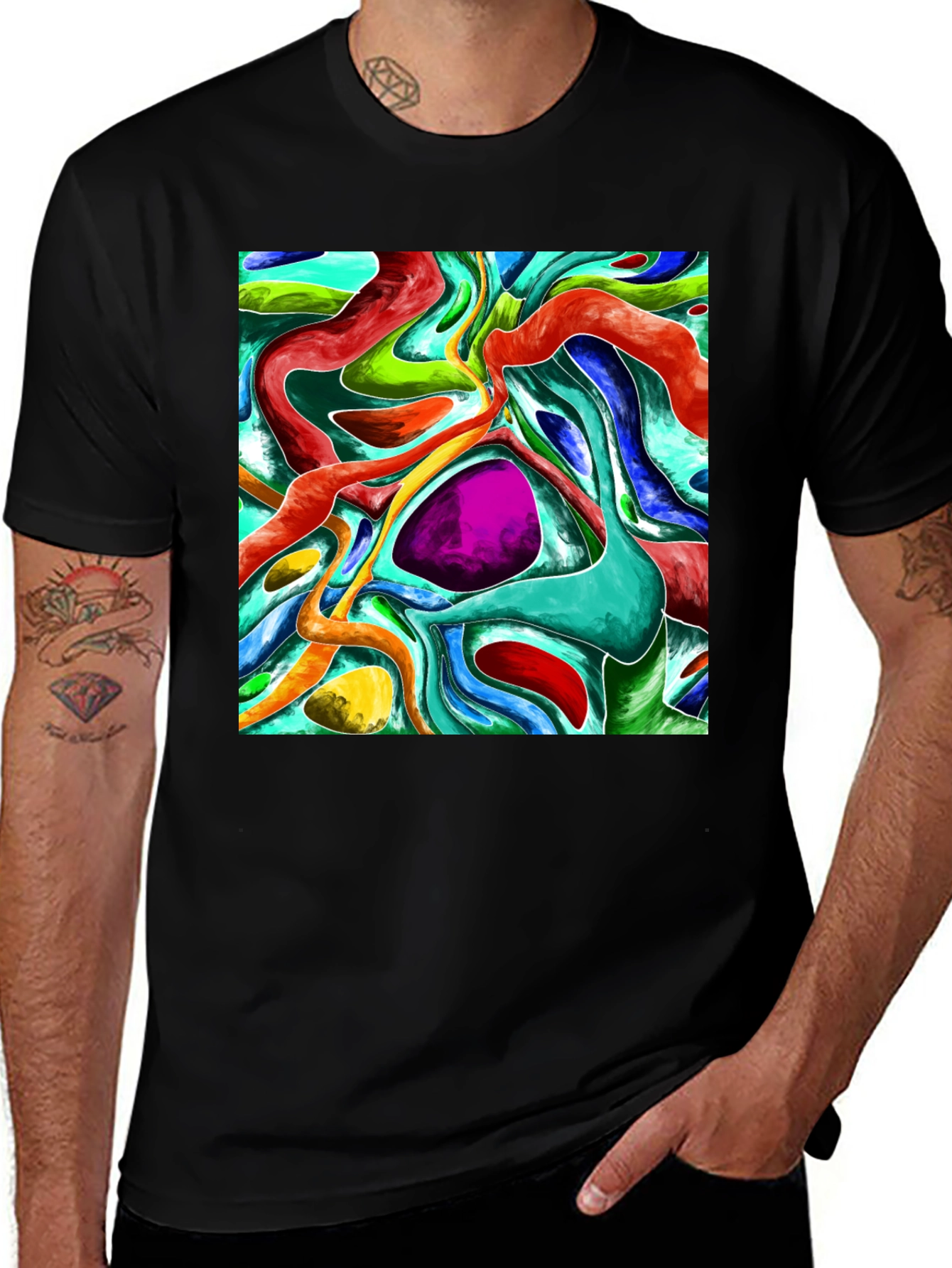 Variant 8 of Abstract Fluid Art Graphic Tee - Vivid & Unique Design