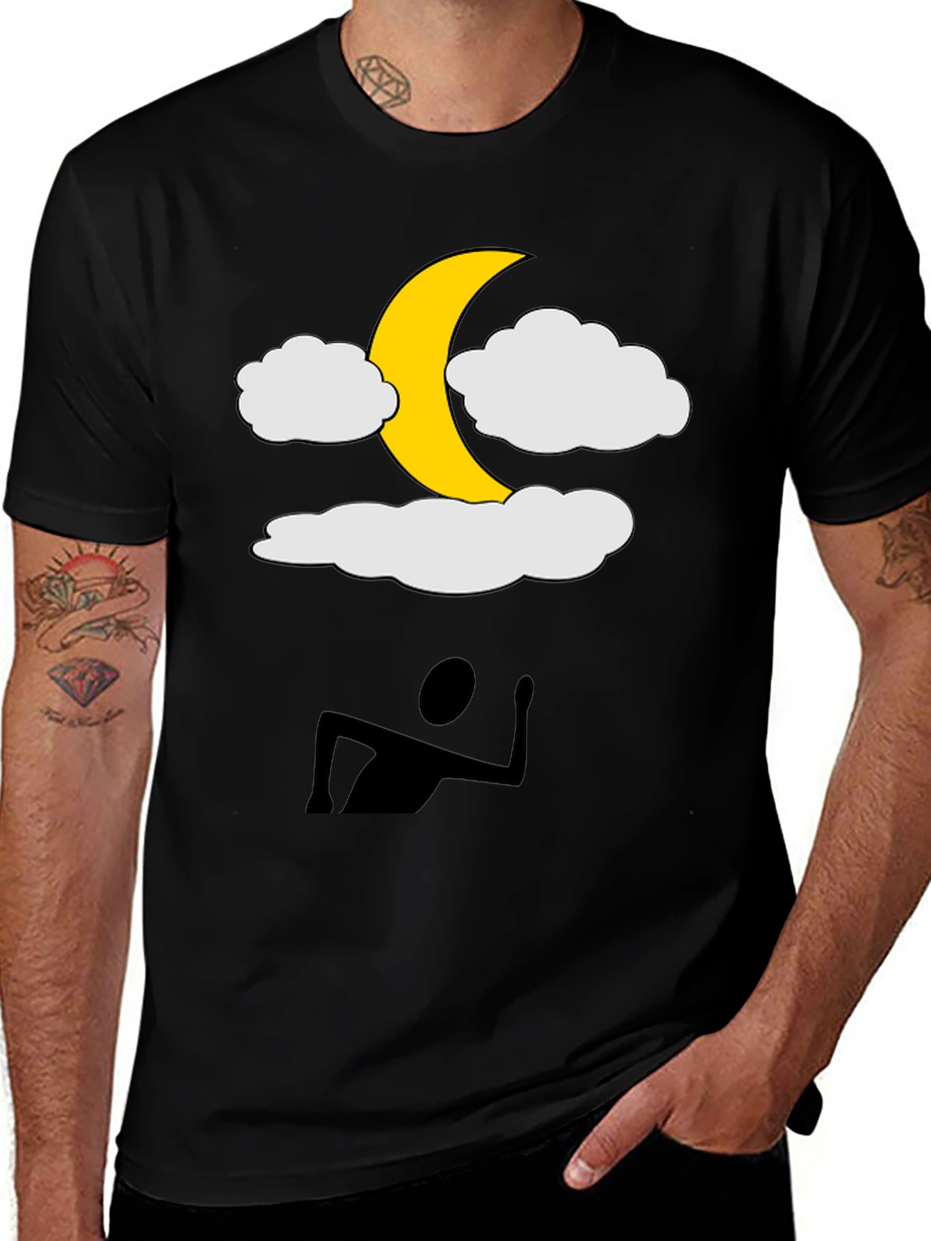 Variant 30 of Moonlit Dreams Tee - Fun Graphic Black T-Shirt