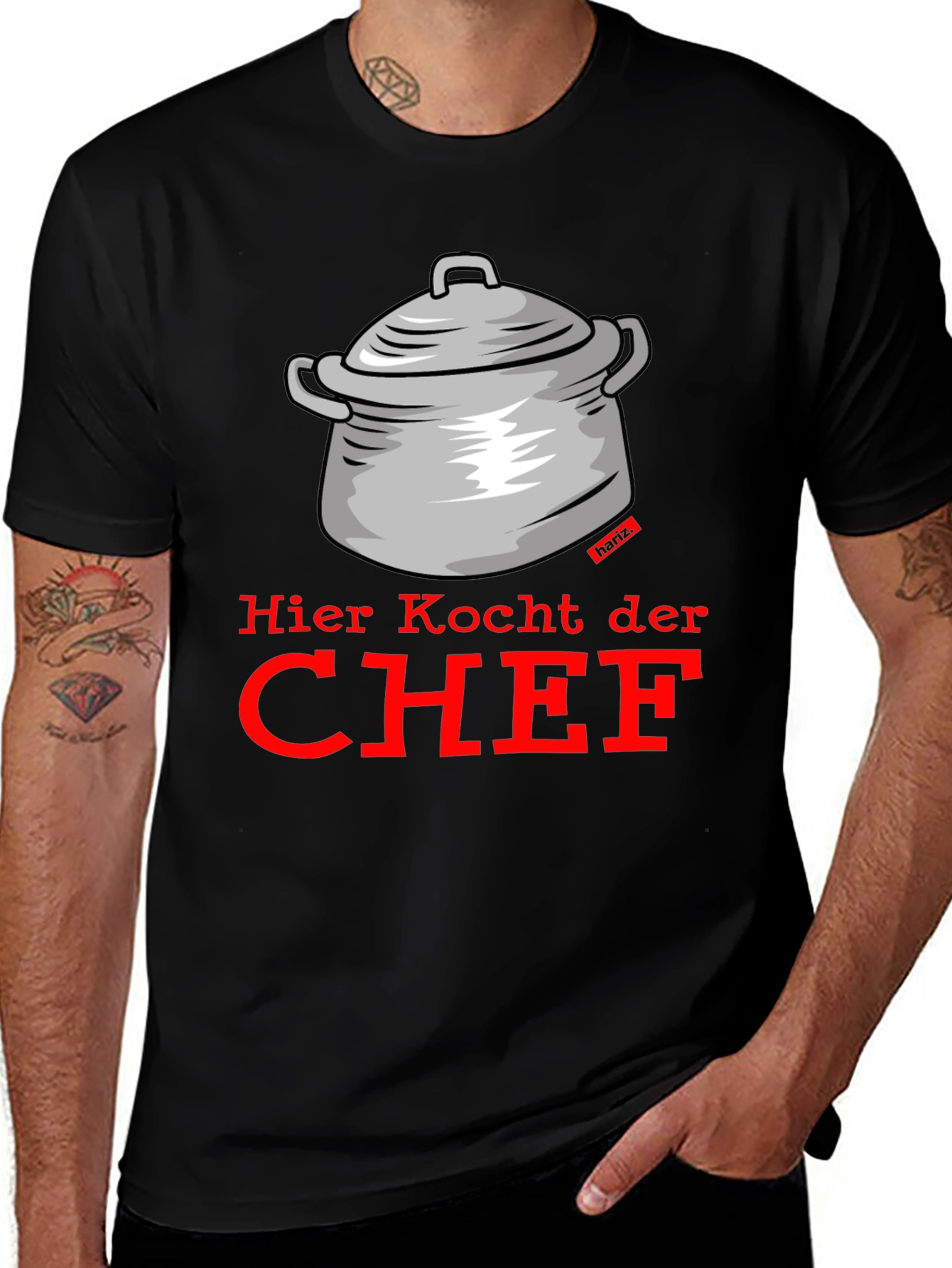 Black Chef Cooking Pot T-Shirt - Funny Kitchen Humor main image