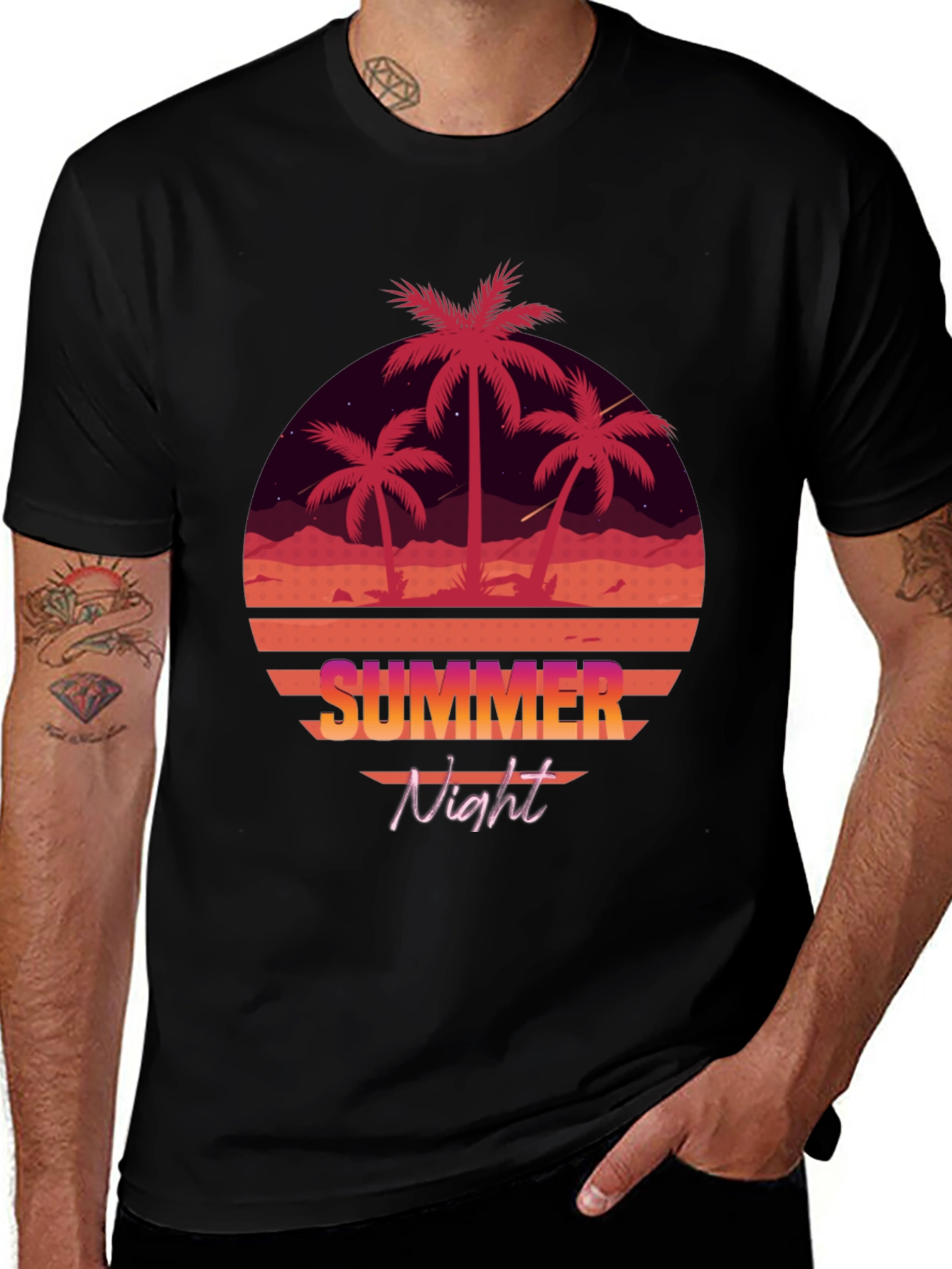 Variant 22 of Summer Night Palm Tree Graphic T-Shirt