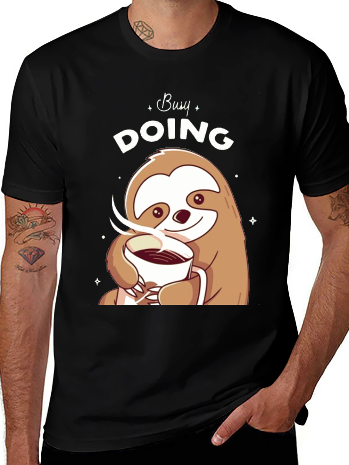 Variant 25 of Busy Doing Nothing Sloth Coffee Graphic Tee
