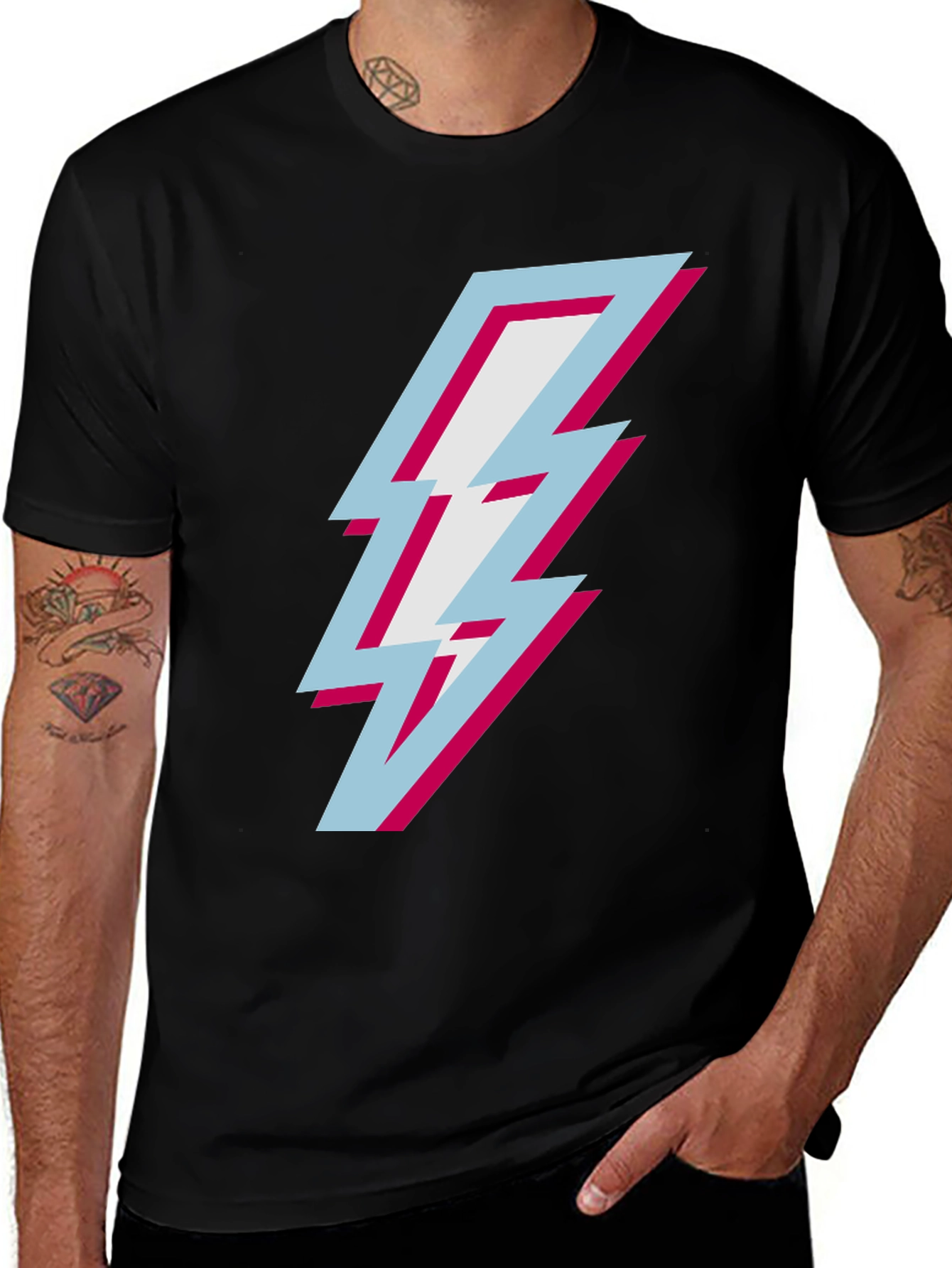 Variant 27 of Lightning Bolt Graphic Tee - Black Short Sleeve T-Shirt