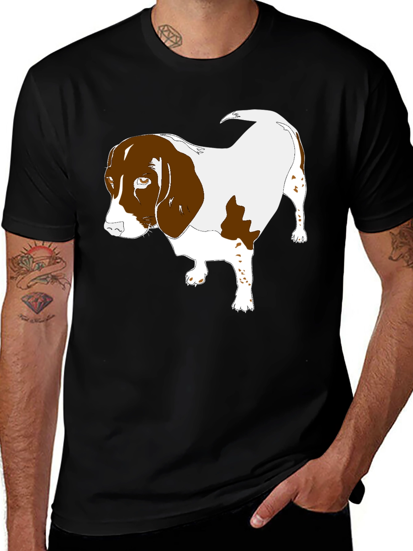 Variant 15 of Beagle Dog Graphic Black T-Shirt