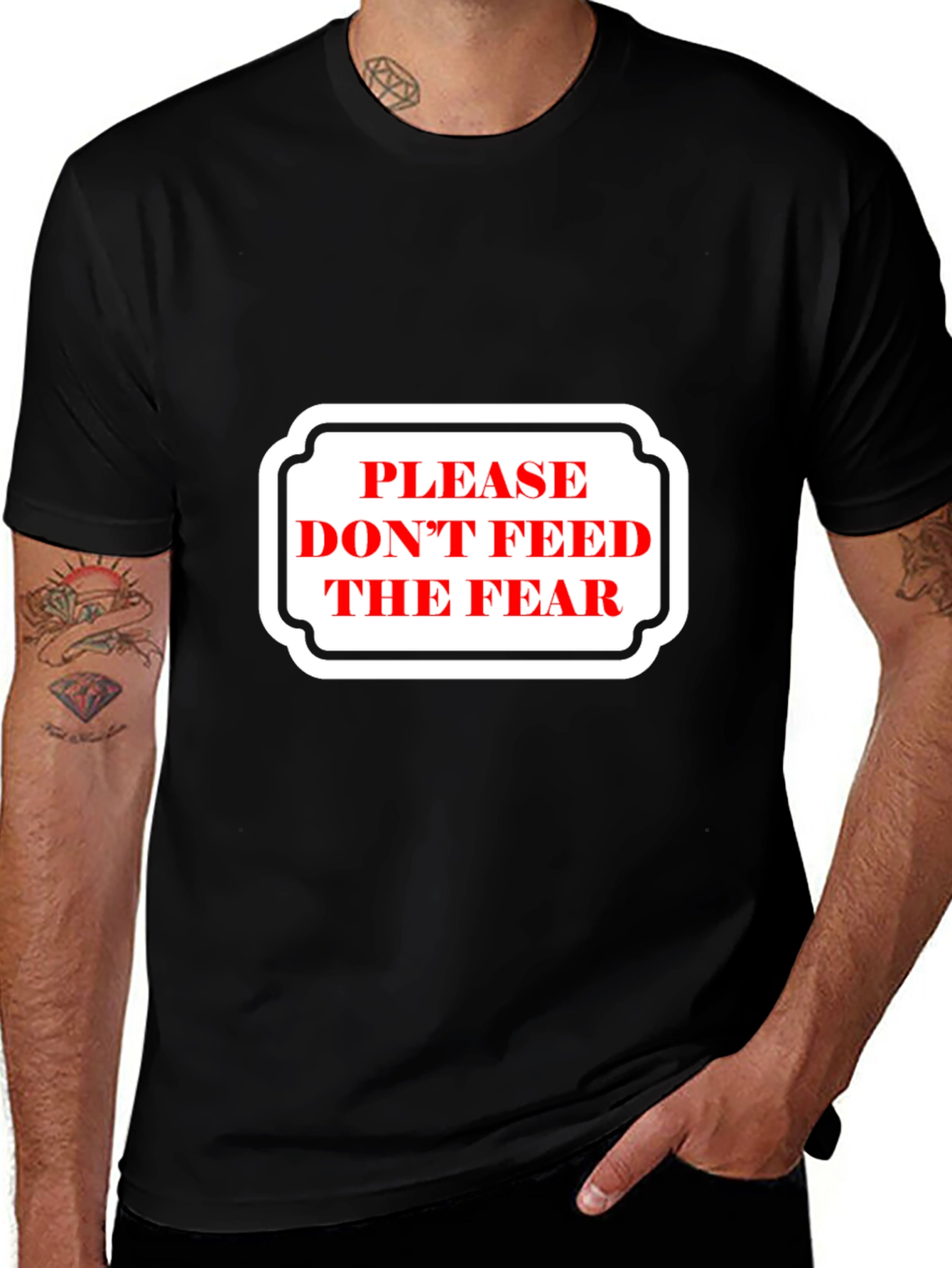 Variant 20 of Please Don't Feed the Fear Graphic Tee - Black