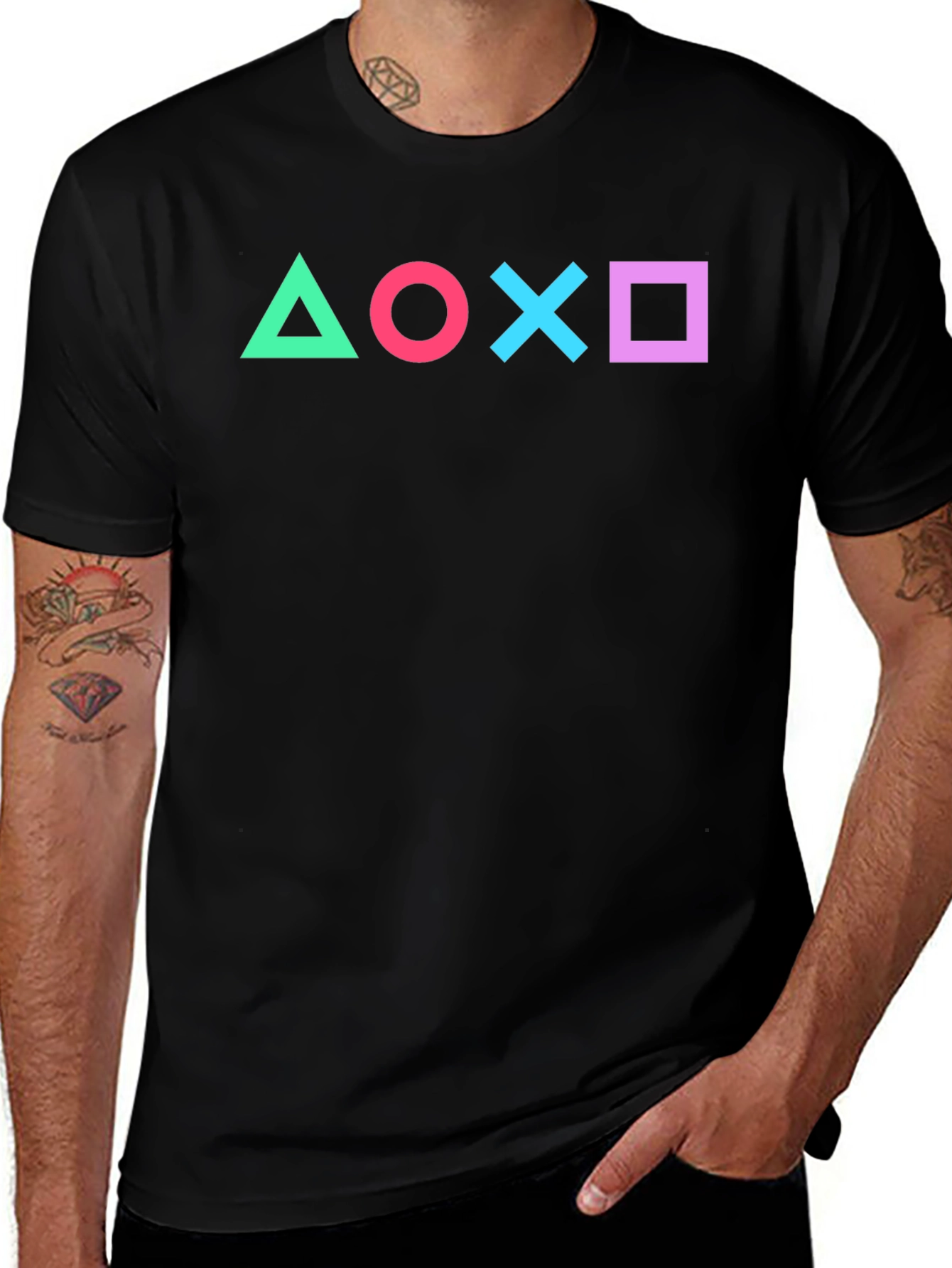 Variant 24 of Playstation Symbols Black T-Shirt