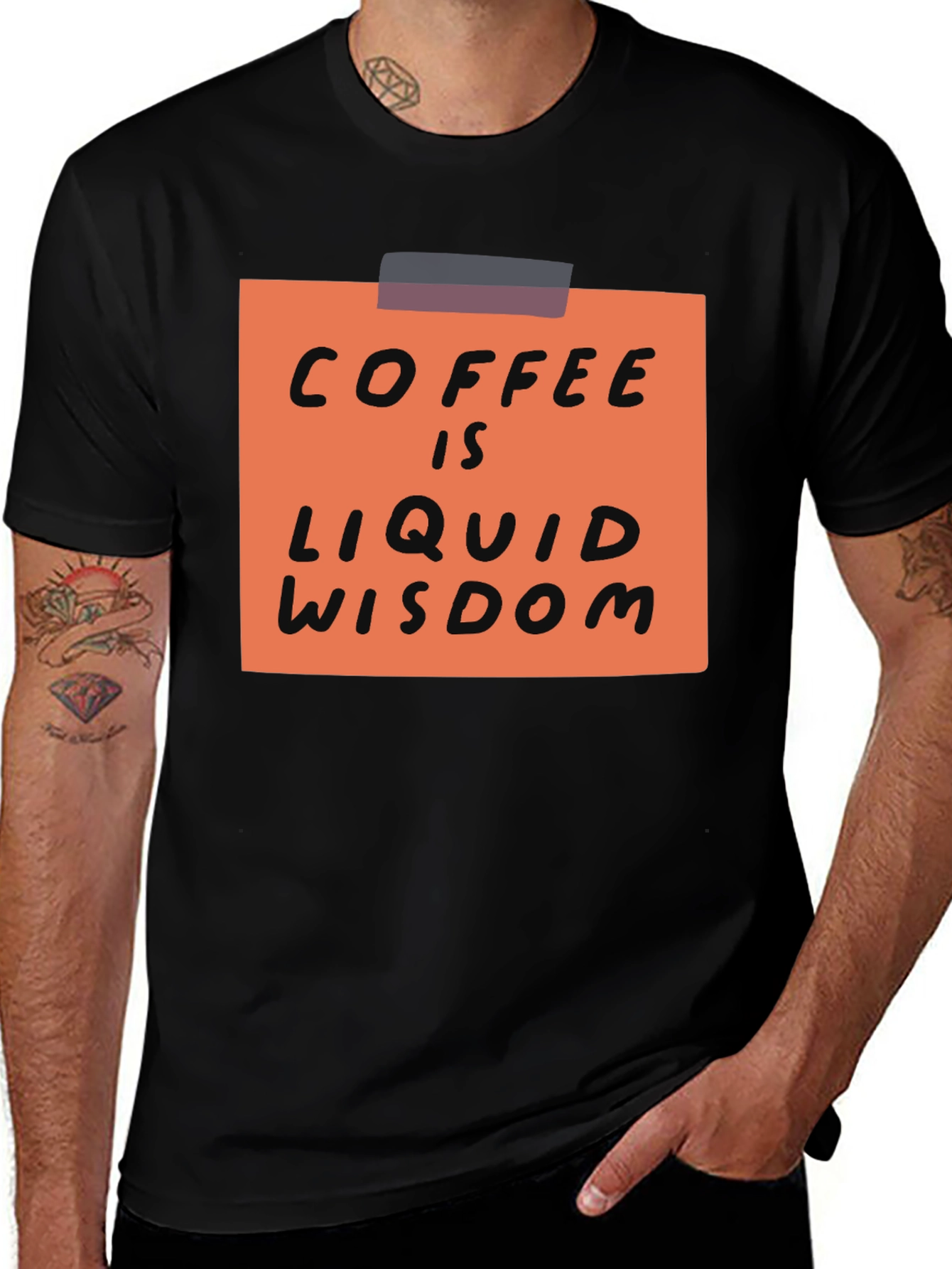 Variant 20 of Coffee is Liquid Wisdom Graphic T-Shirt - Black