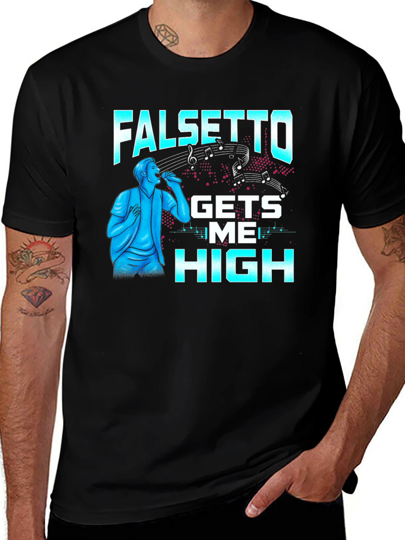 Variant 10 of Falsetto Gets Me High Black T-Shirt