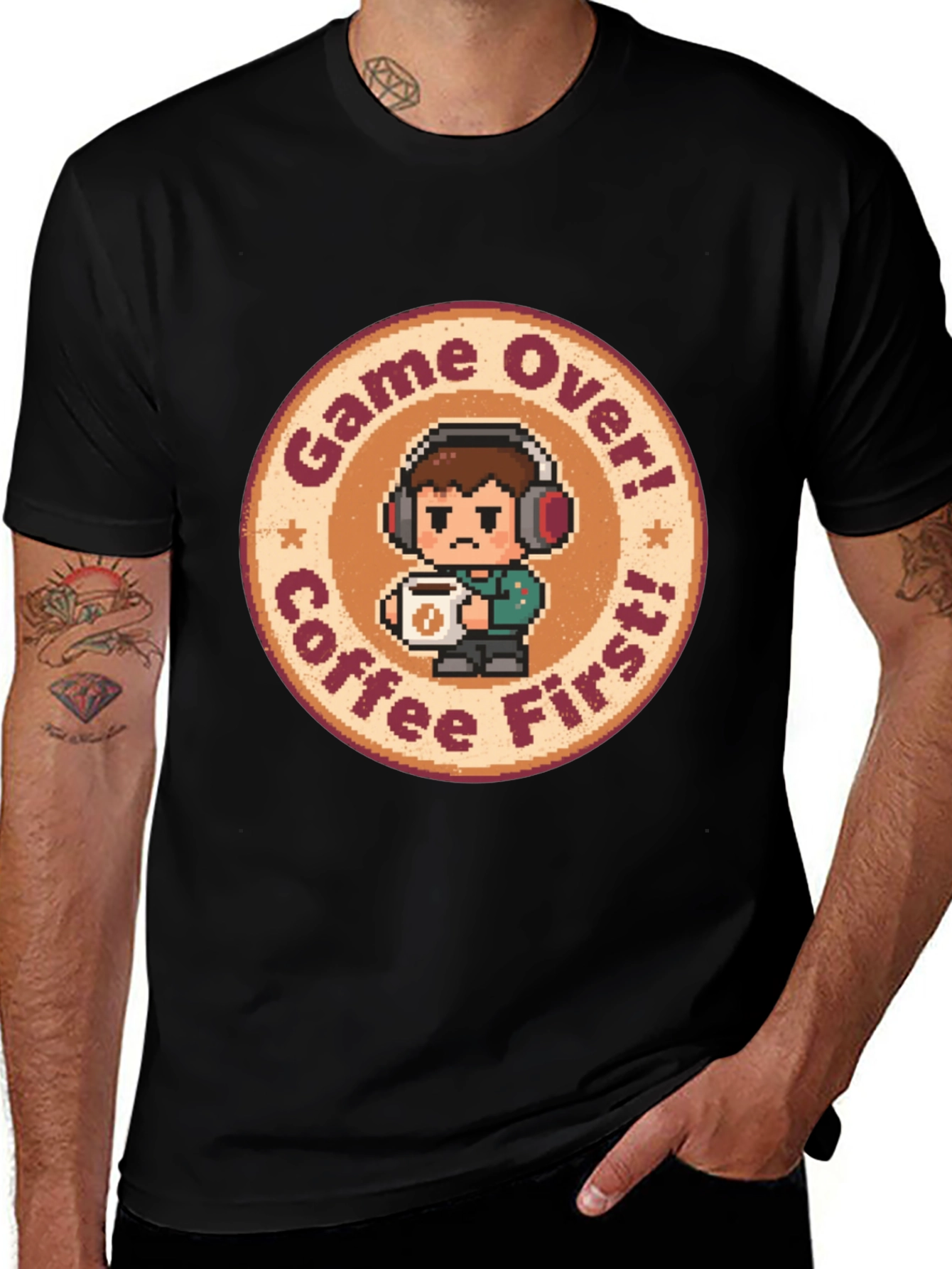 Game Over Coffee First T-Shirt - Gamer Style