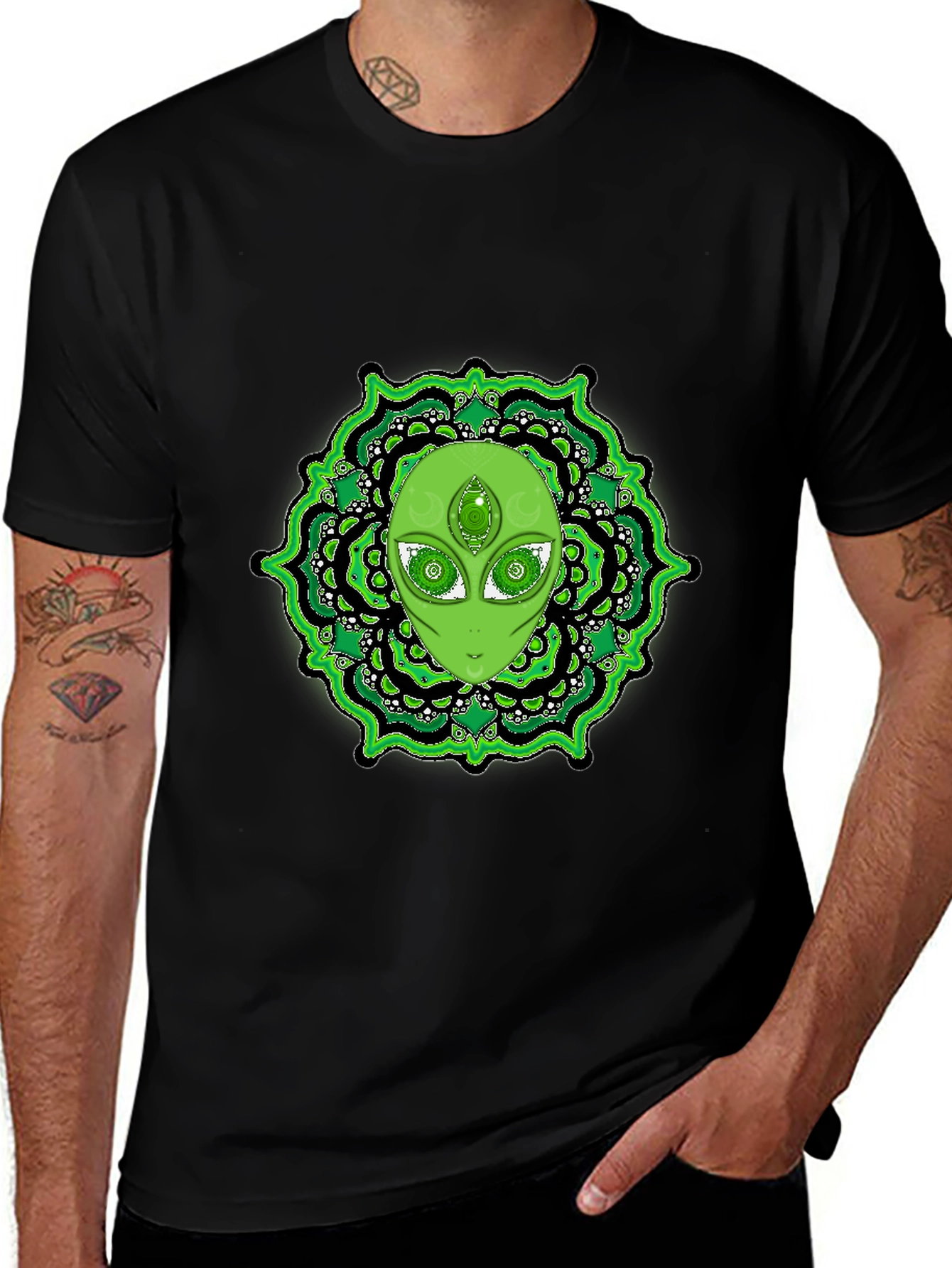 Variant 25 of Third Eye Alien Mandala Graphic Tee