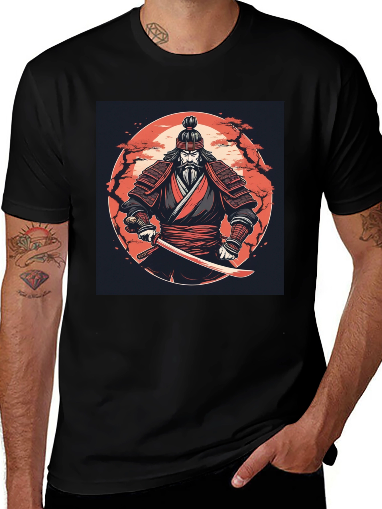 Variant 29 of Samurai Warrior Graphic Tee - Black