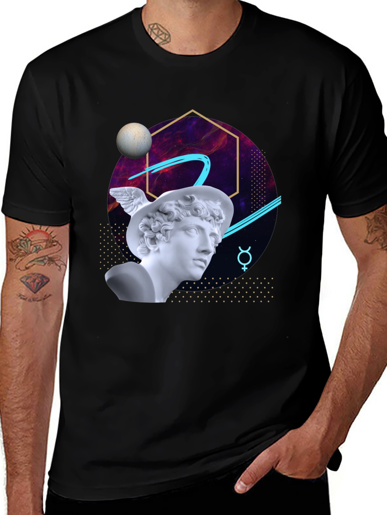 Variant 2 of Mercury Bust Graphic Tee - Retro Aesthetic
