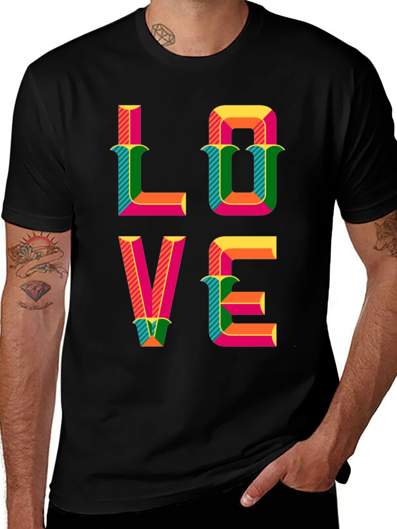 Variant 13 of Colorful LOVE Graphic Tee - Modern Design