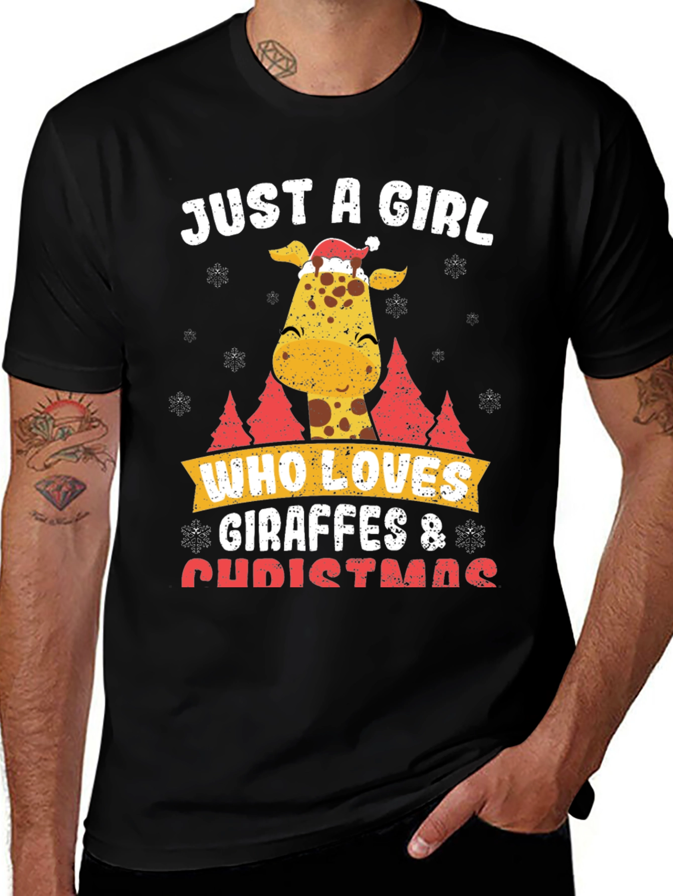 Variant 18 of Giraffe Christmas T-Shirt