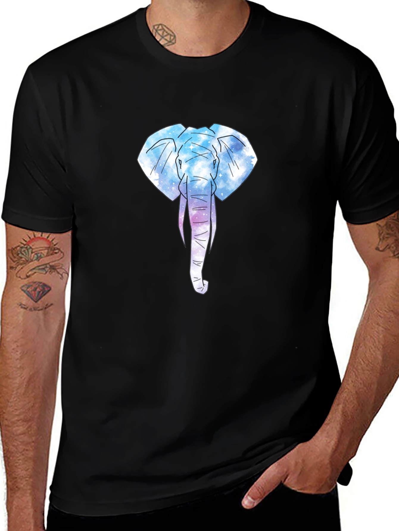 Variant 26 of Galaxy Elephant Graphic Tee - Black