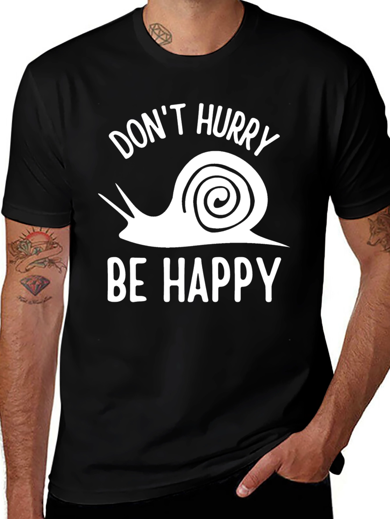 Variant 7 of Don't Hurry Be Happy T-Shirt - Snail Graphic Tee