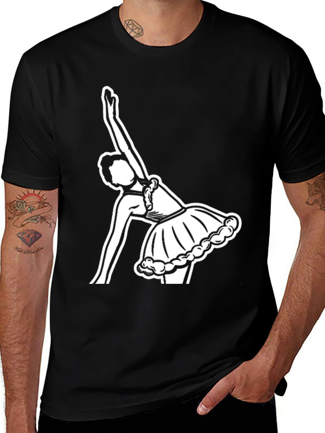 Variant 6 of Black T-Shirt with Ballerina Graphic