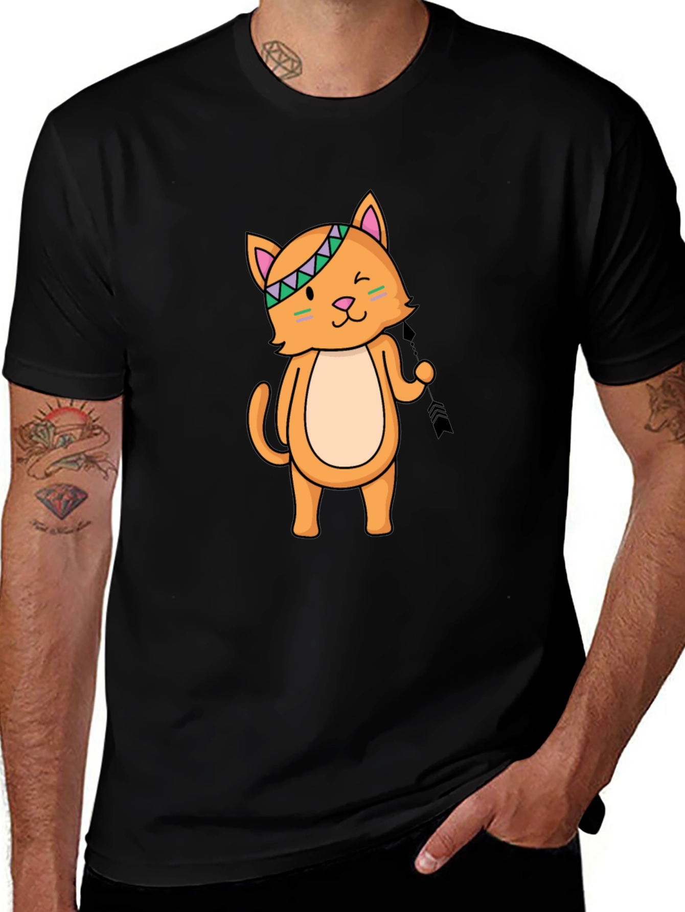 Variant 12 of Cute Cat Graphic T-Shirt - Black