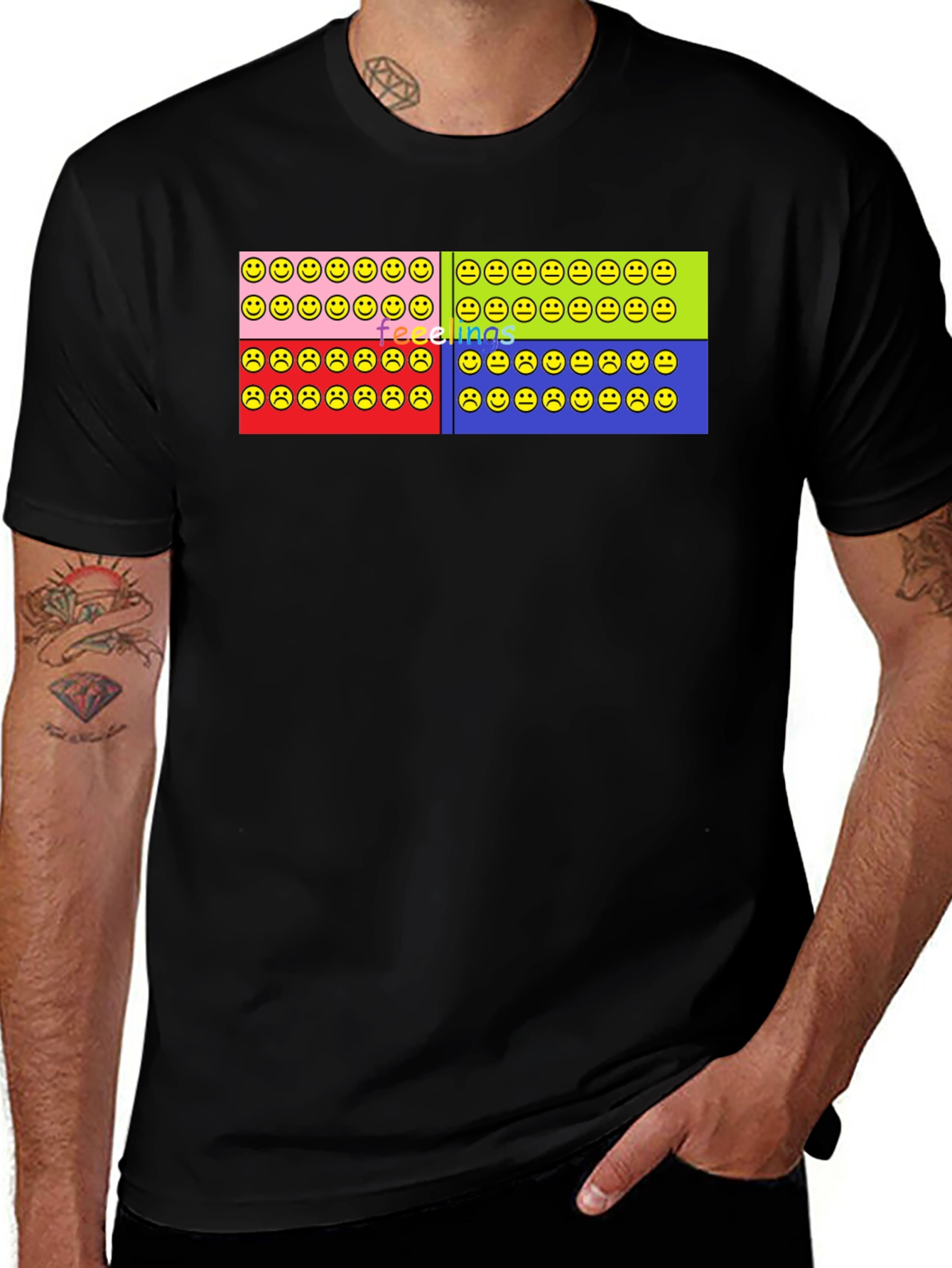 Variant 9 of Feelings Smiley Face T-Shirt Graphic Design