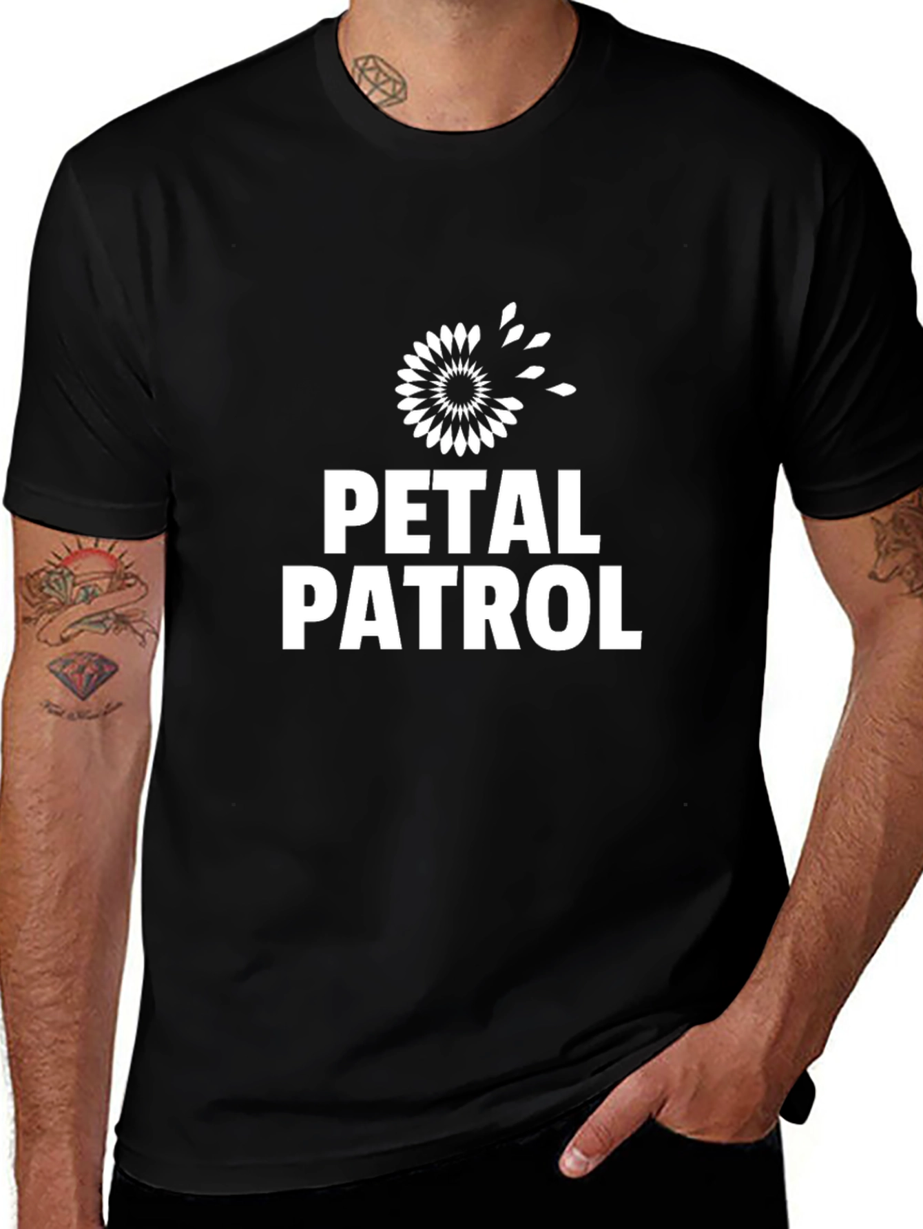 Petal Patrol Graphic Tee - Black Cotton T-Shirt