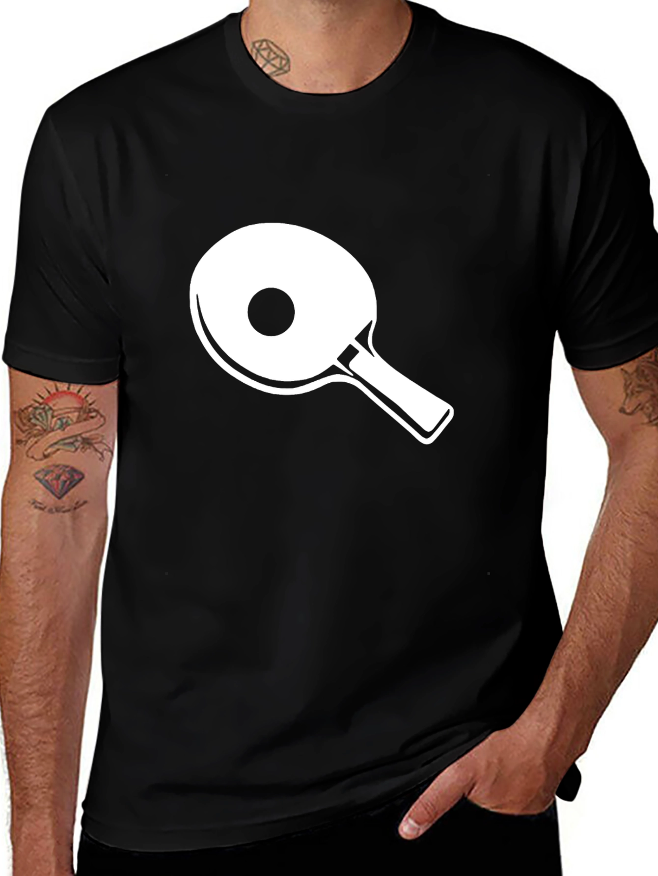 Variant 16 of Ping Pong Paddle Graphic Tee - Black