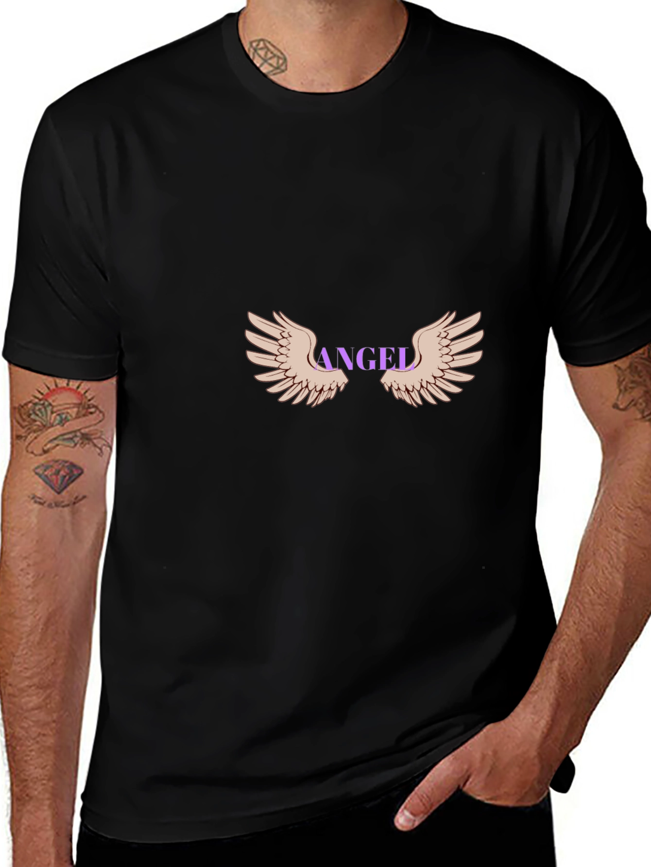 Variant 28 of Angel Wings Graphic Black Tee