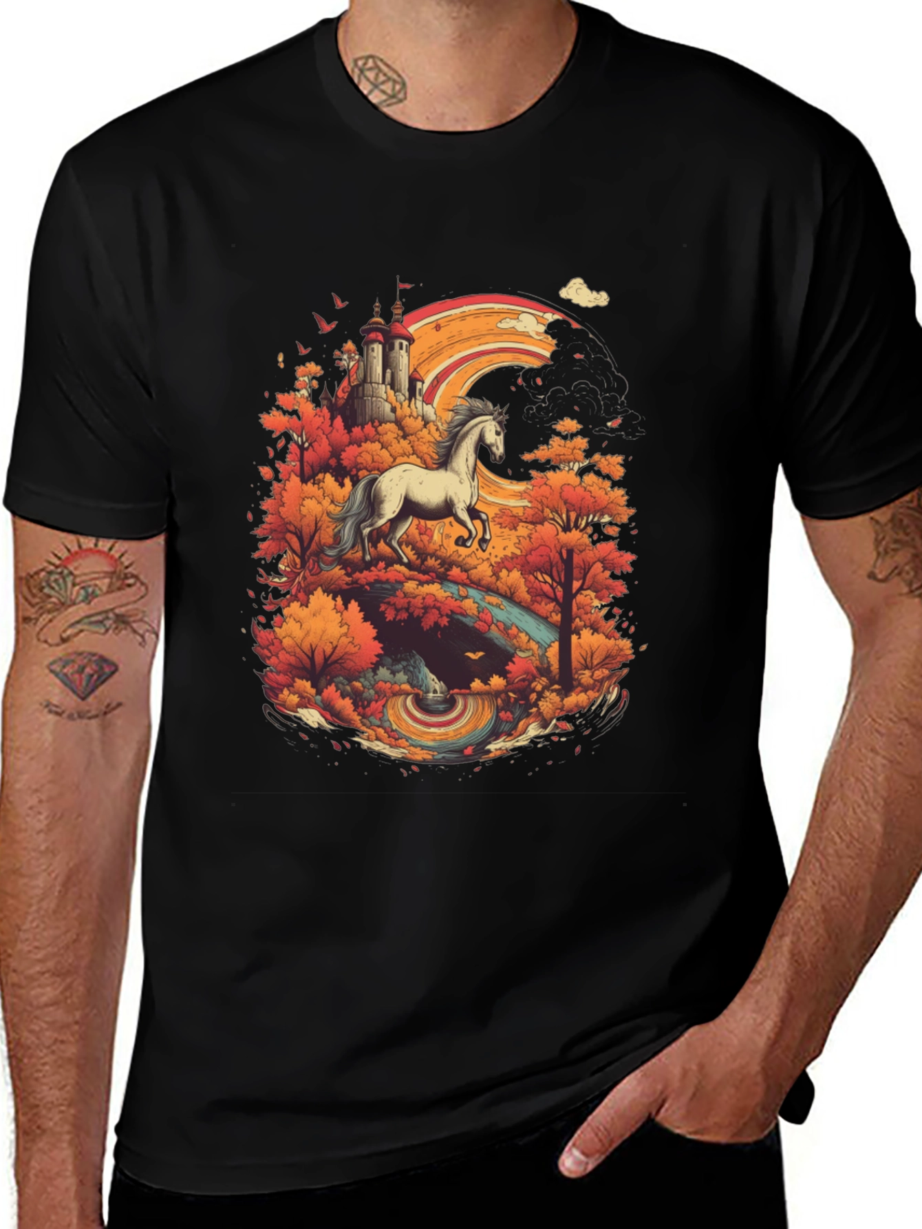 Variant 18 of Fantasy Landscape Graphic Tee - Black