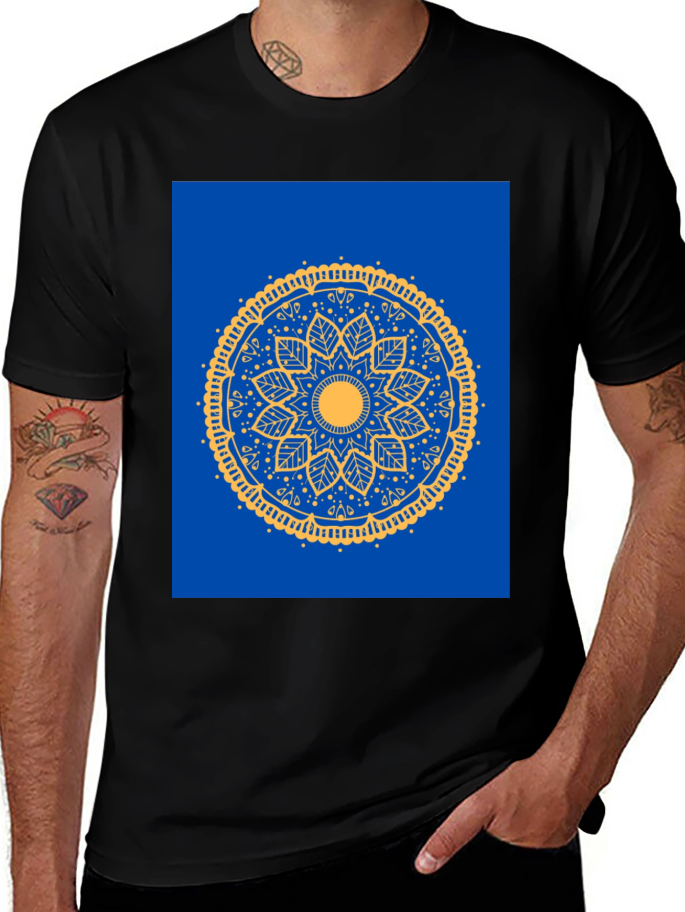 Variant 22 of Mandala Print Black T-Shirt