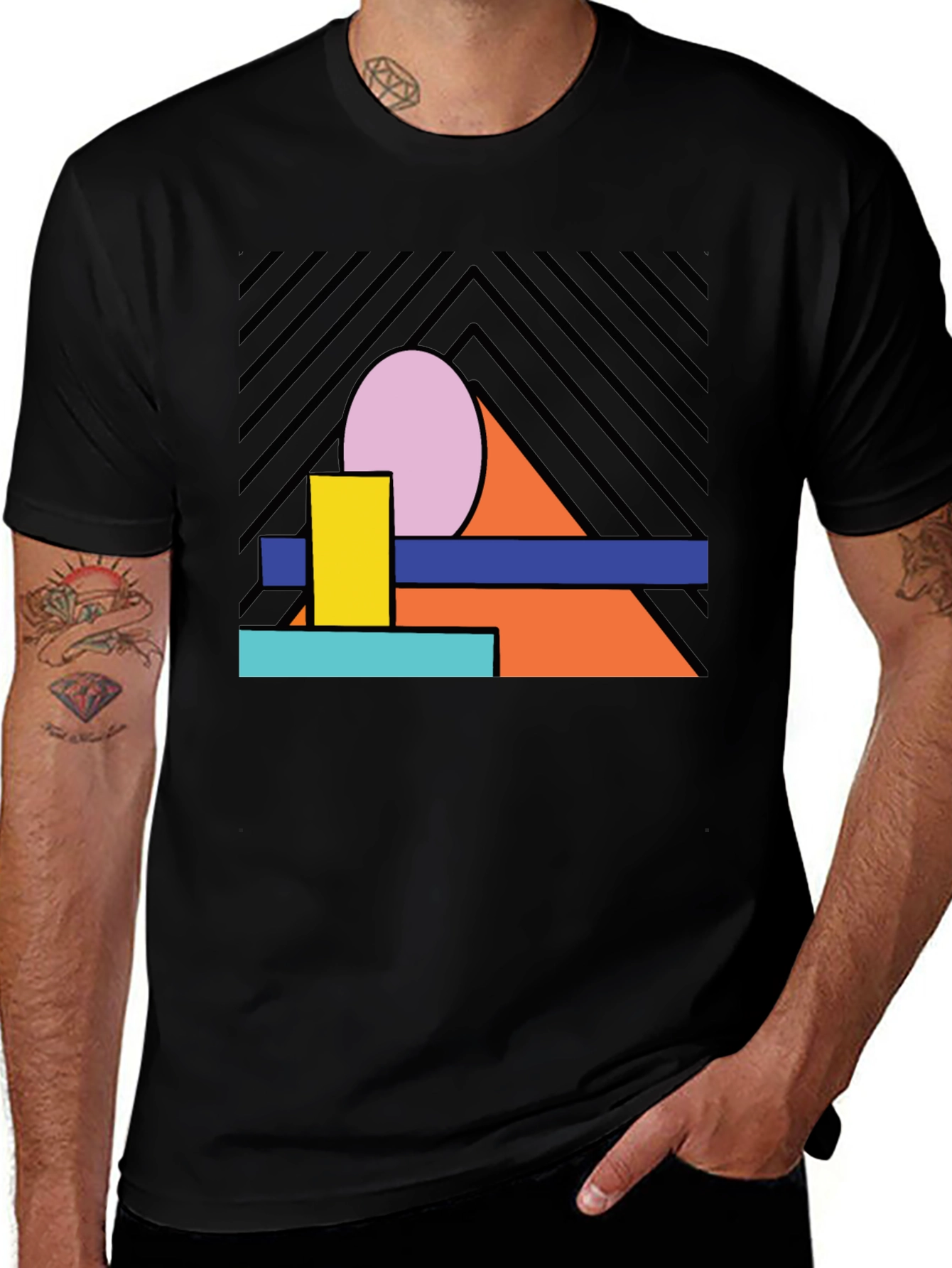 Variant 7 of Geometric Design Black T-Shirt