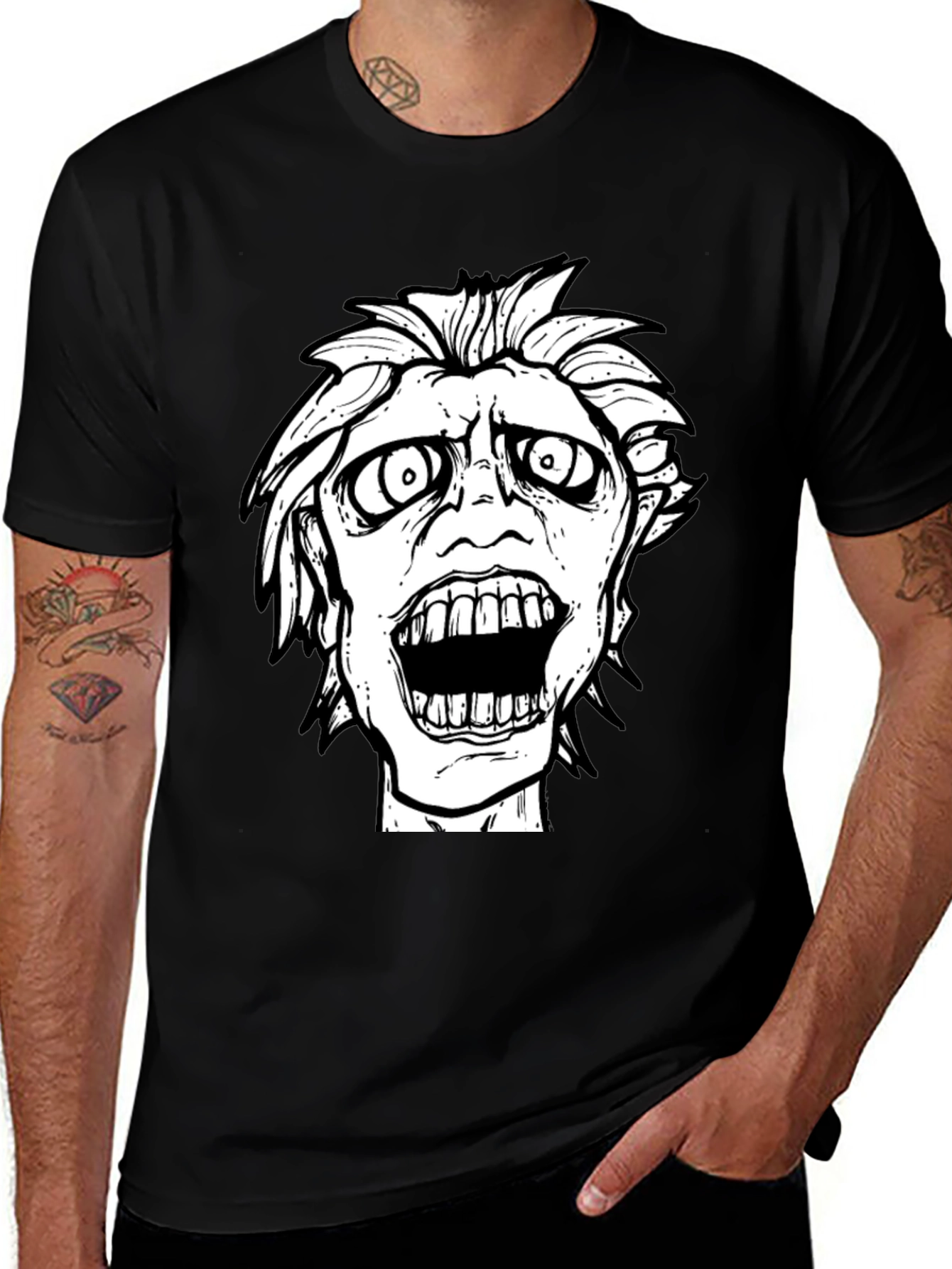 Variant 14 of Zombie Graphic Black T-Shirt for Men