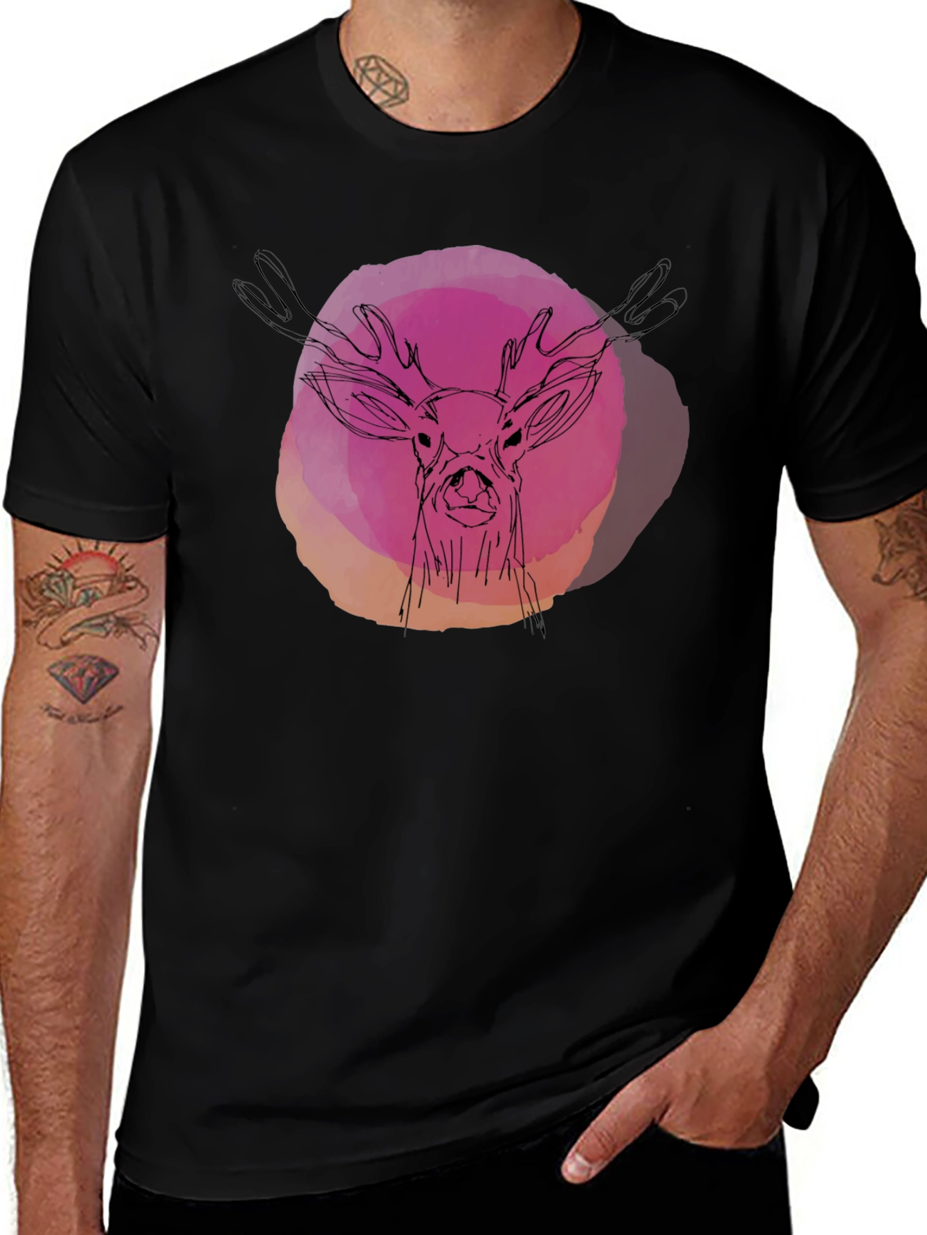 Variant 25 of Deer Sketch Graphic Tee - Casual Style