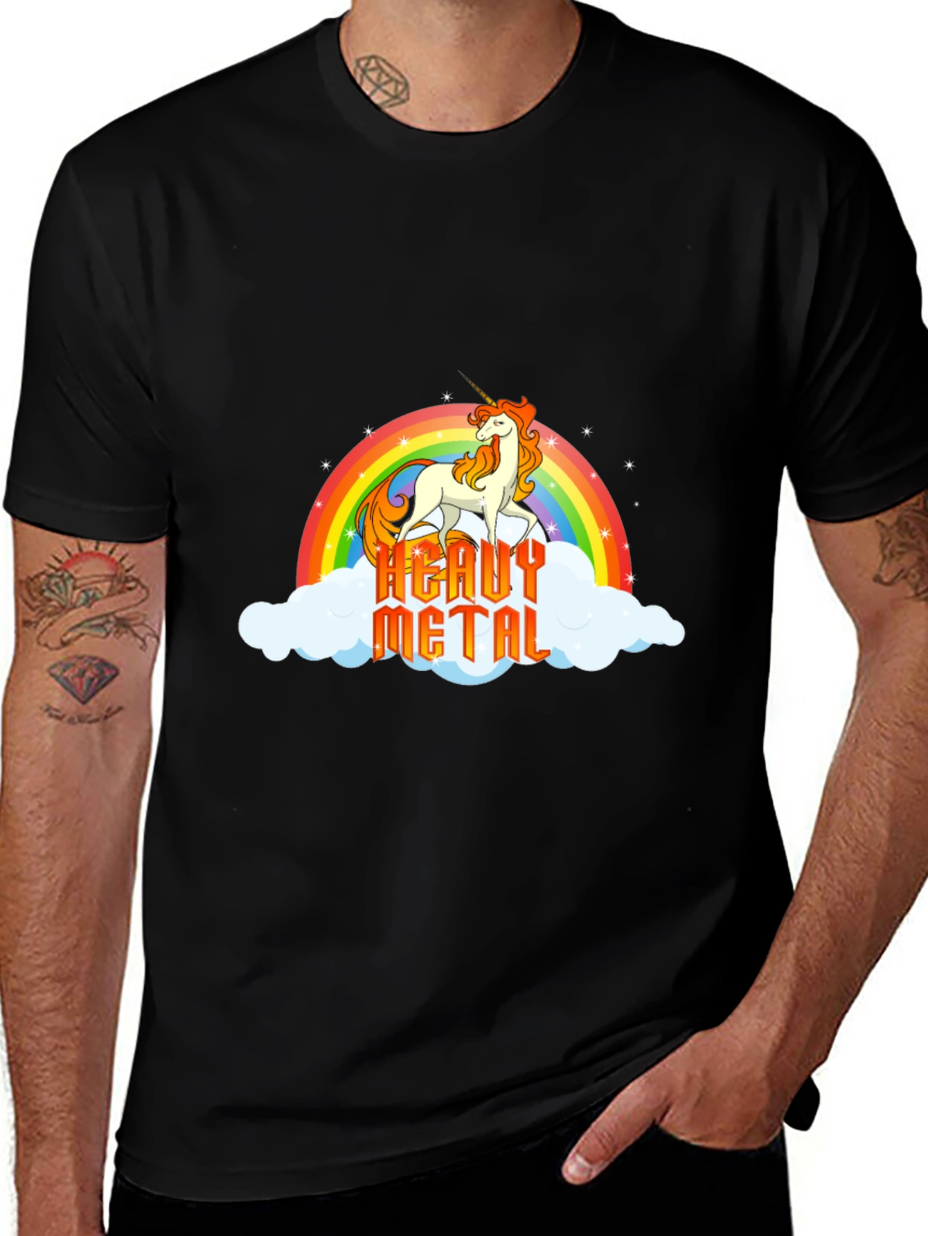 Variant 5 of Heavy Metal Unicorn Rainbow T-Shirt