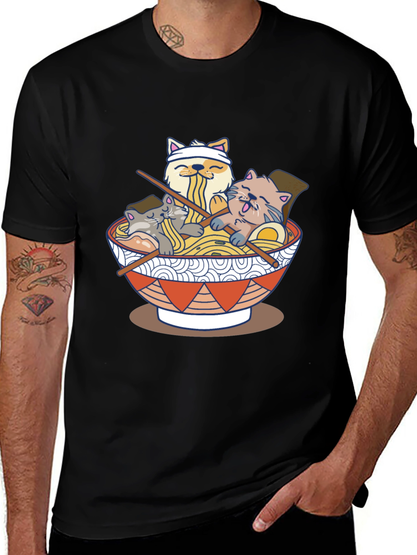 Variant 4 of Ramen Cat T-Shirt - Unique Anime Design
