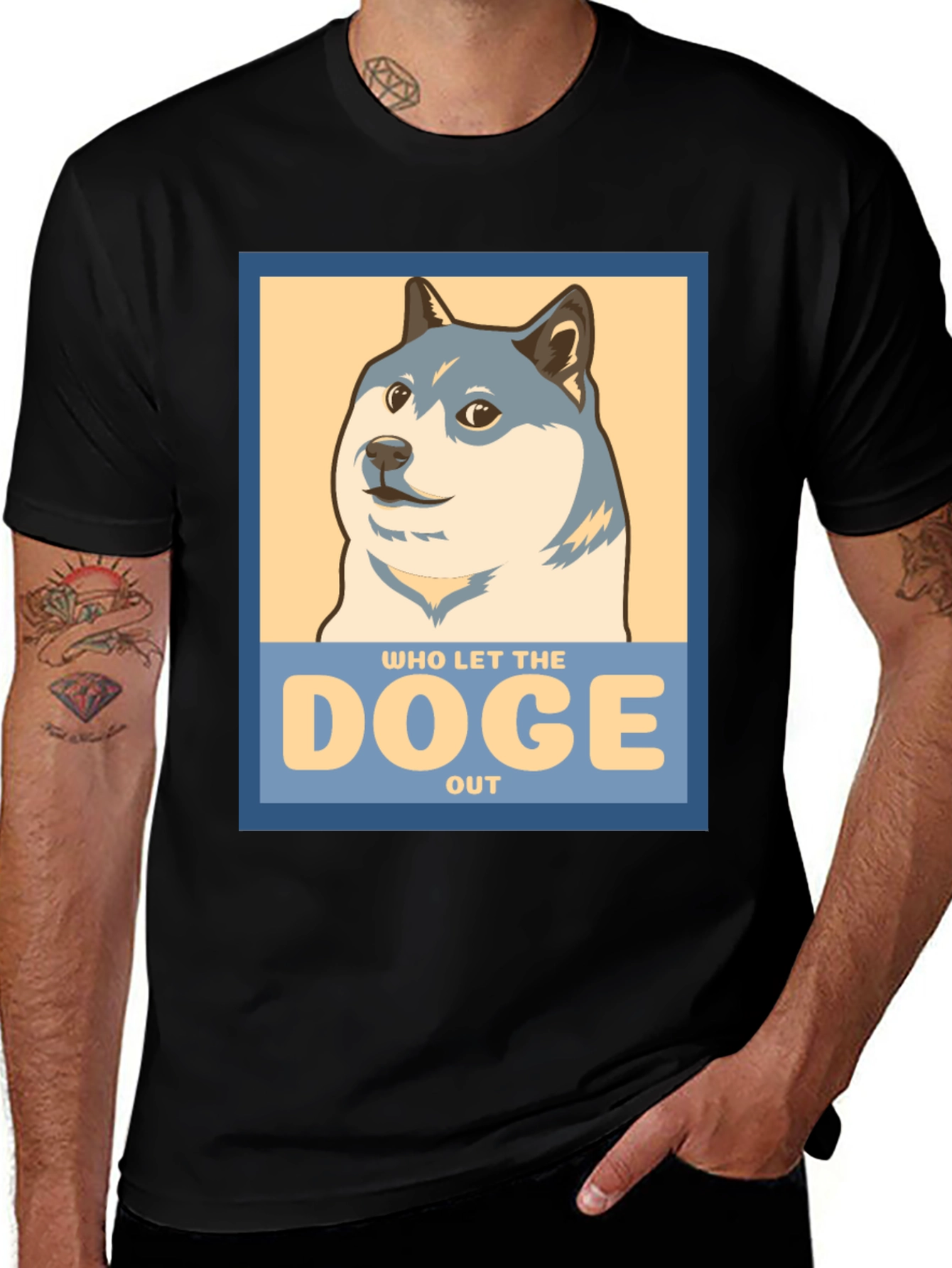 Variant 16 of Who Let The Doge Out Black Graphic Tee