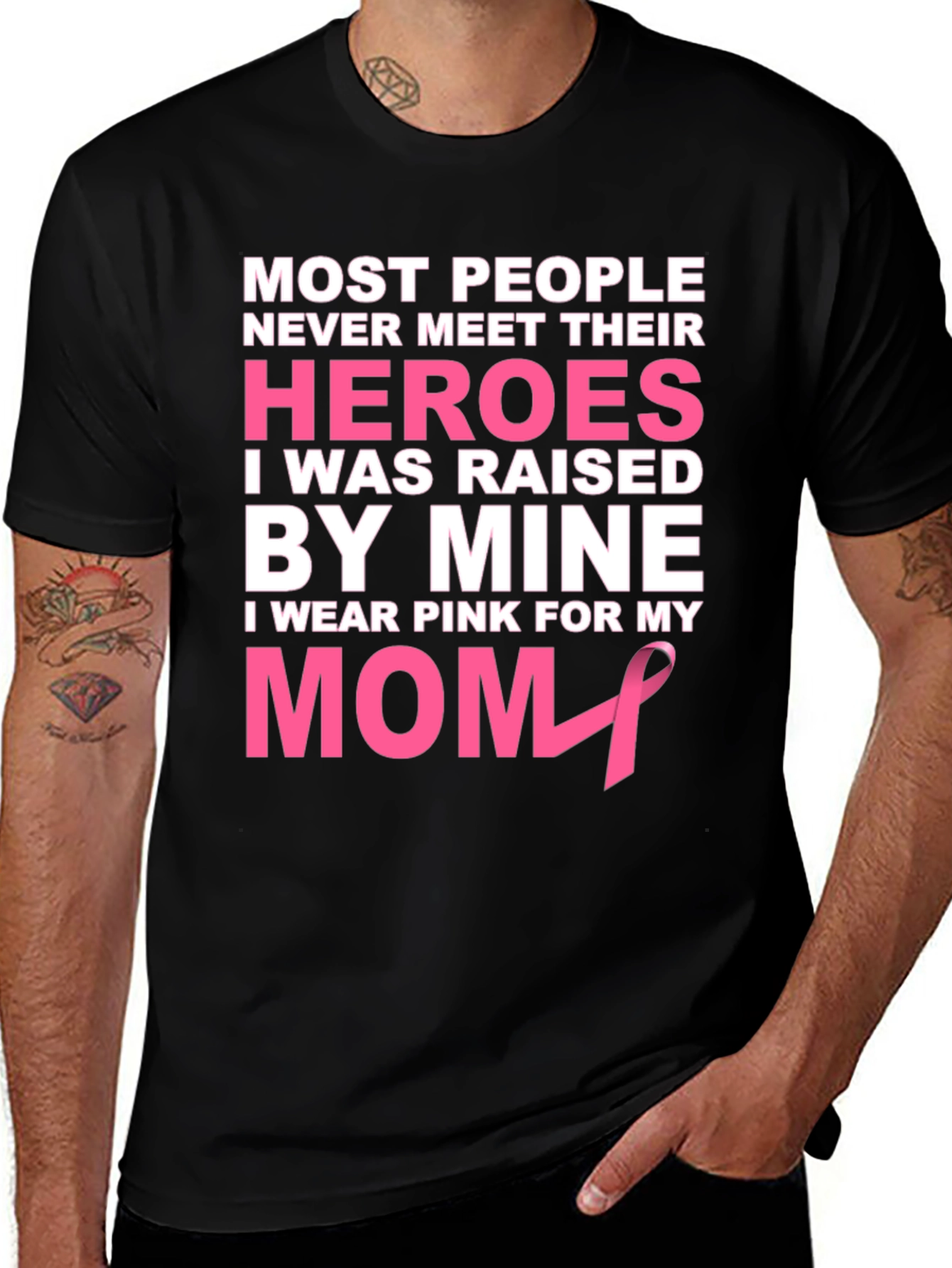Variant 26 of Pink Ribbon Mom Hero T-Shirt