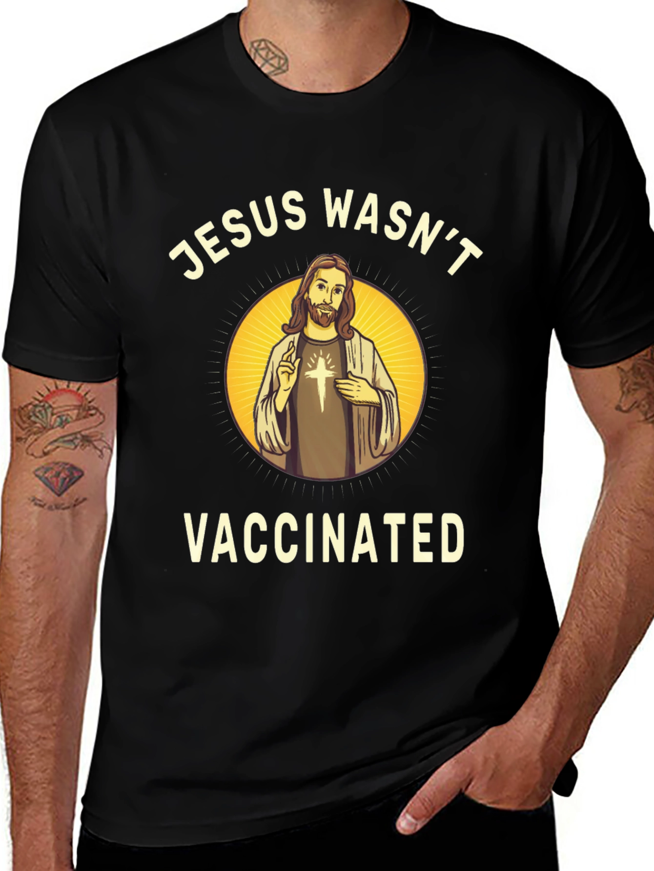 Variant 28 of Jesus Wasn't Vaccinated Graphic T-Shirt