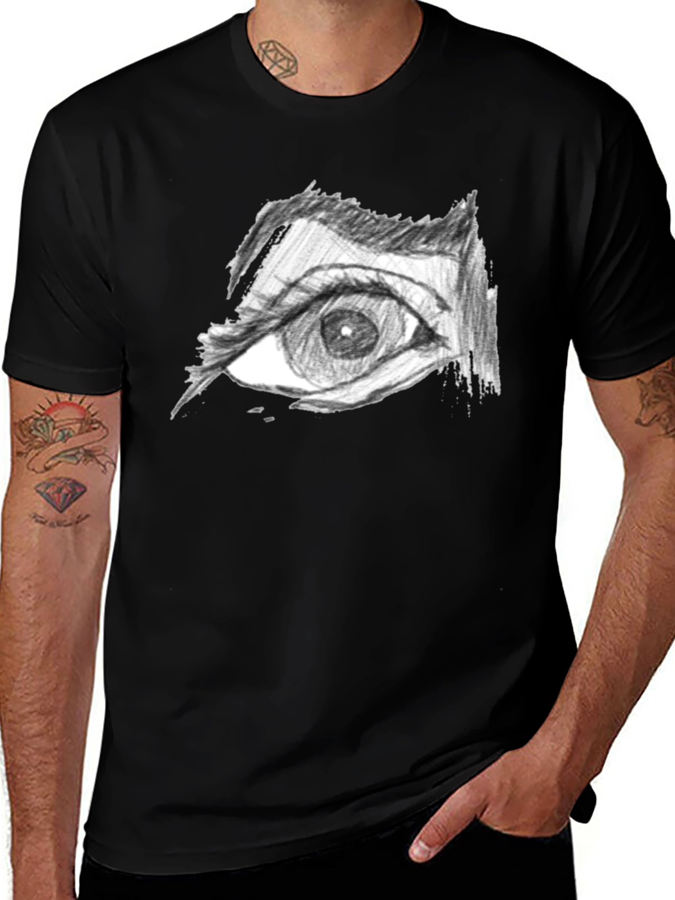 Variant 5 of Eye Drawing Black T-Shirt