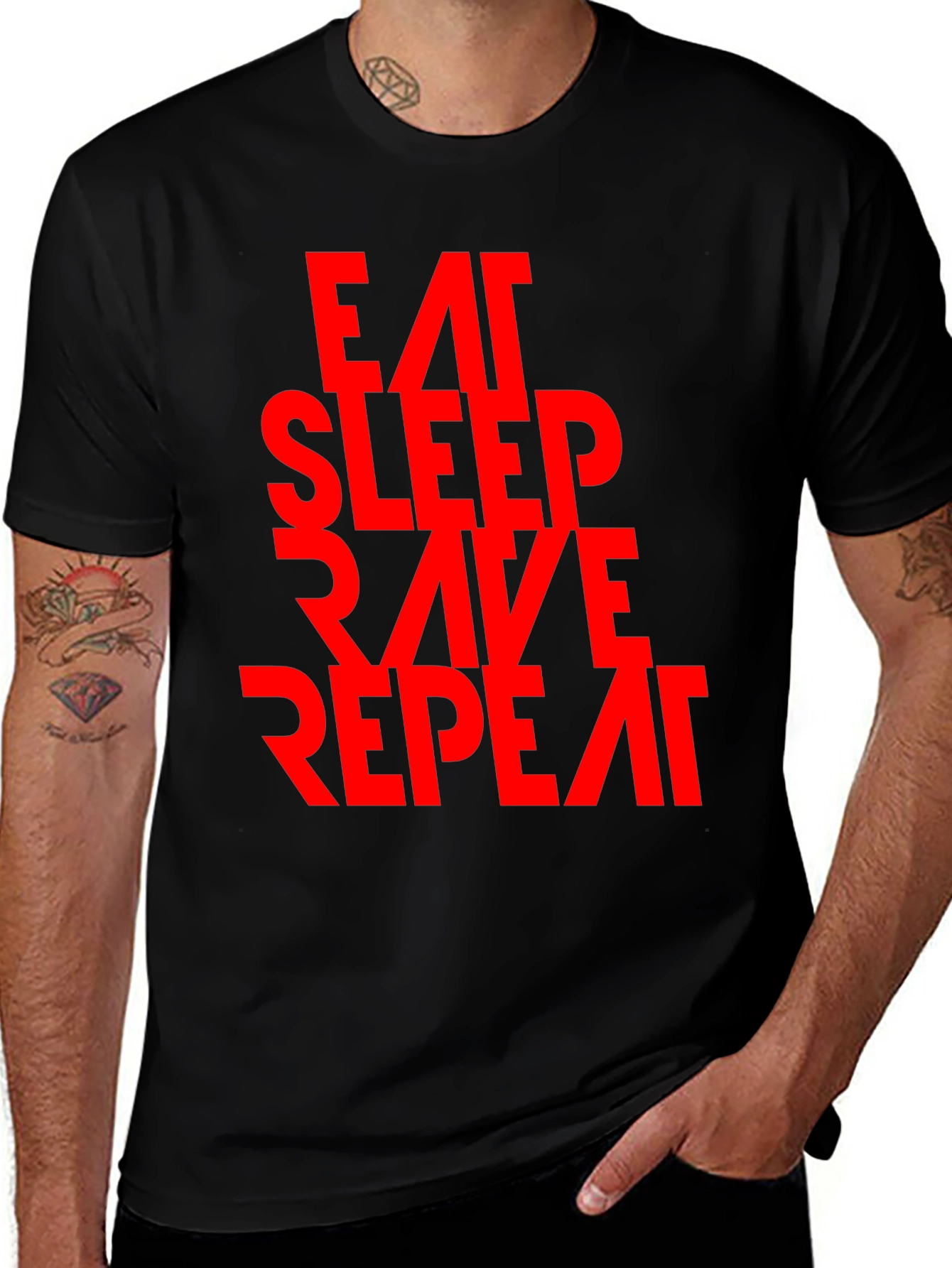 Variant 4 of Eat Sleep Rave Repeat Graphic Tee