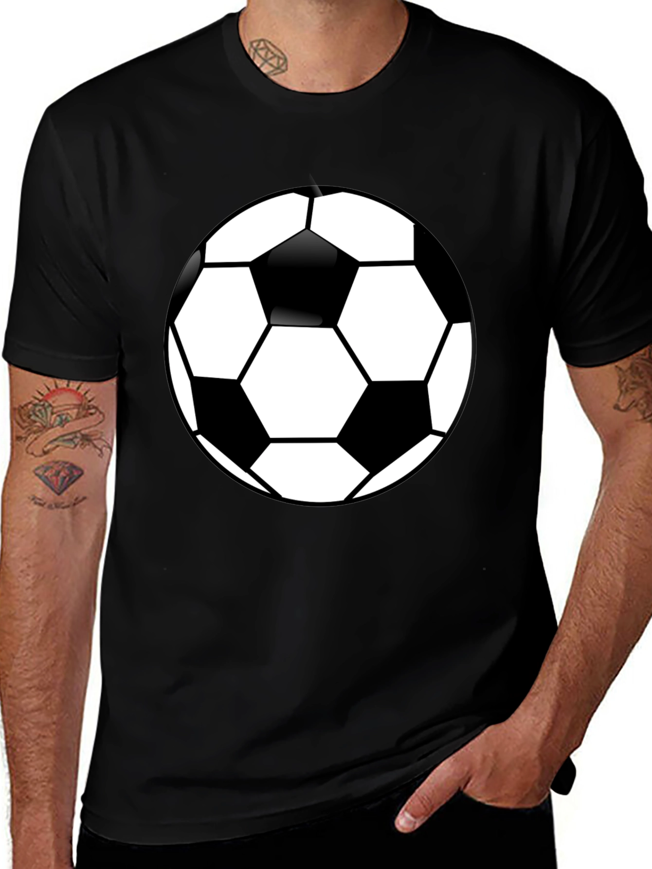 Variant 29 of Soccer Ball Graphic Black T-Shirt
